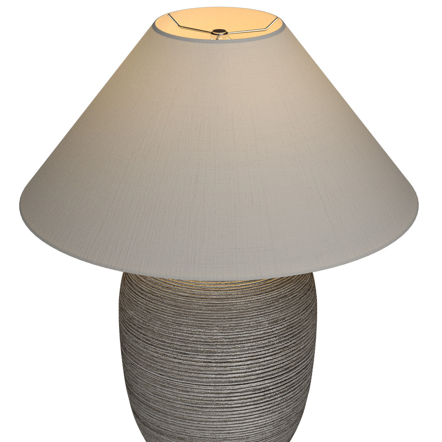 Grey Fluted Nightstand bedside European Ceramic Table Lamp 3D model_2
