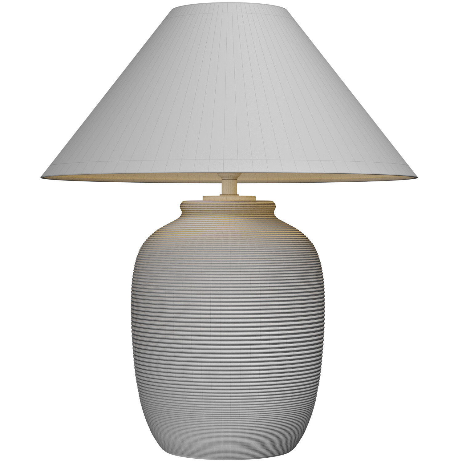 Grey Fluted Nightstand bedside European Ceramic Table Lamp 3D model_1