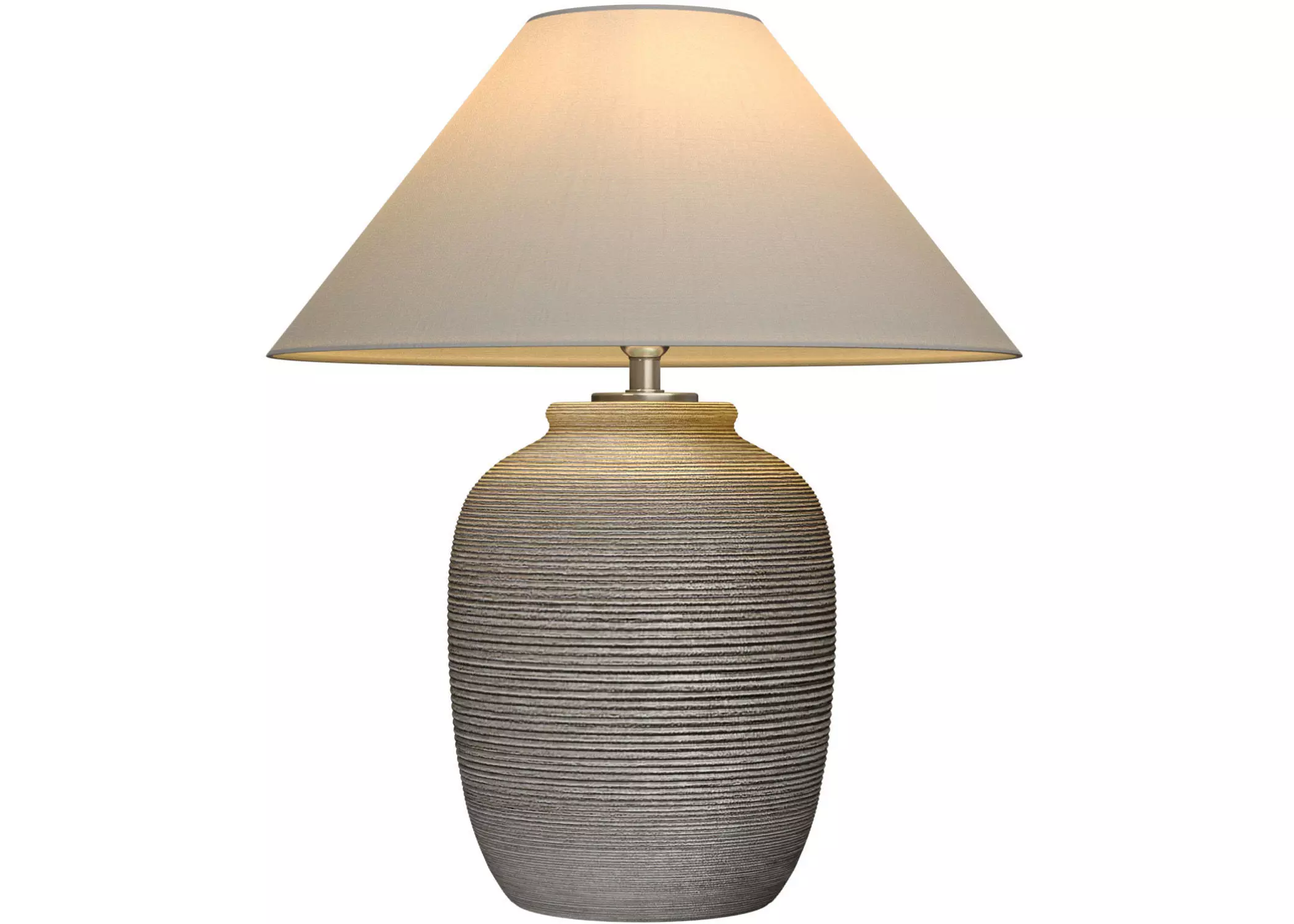 Grey Fluted Nightstand bedside European Ceramic Table Lamp 3D model_0