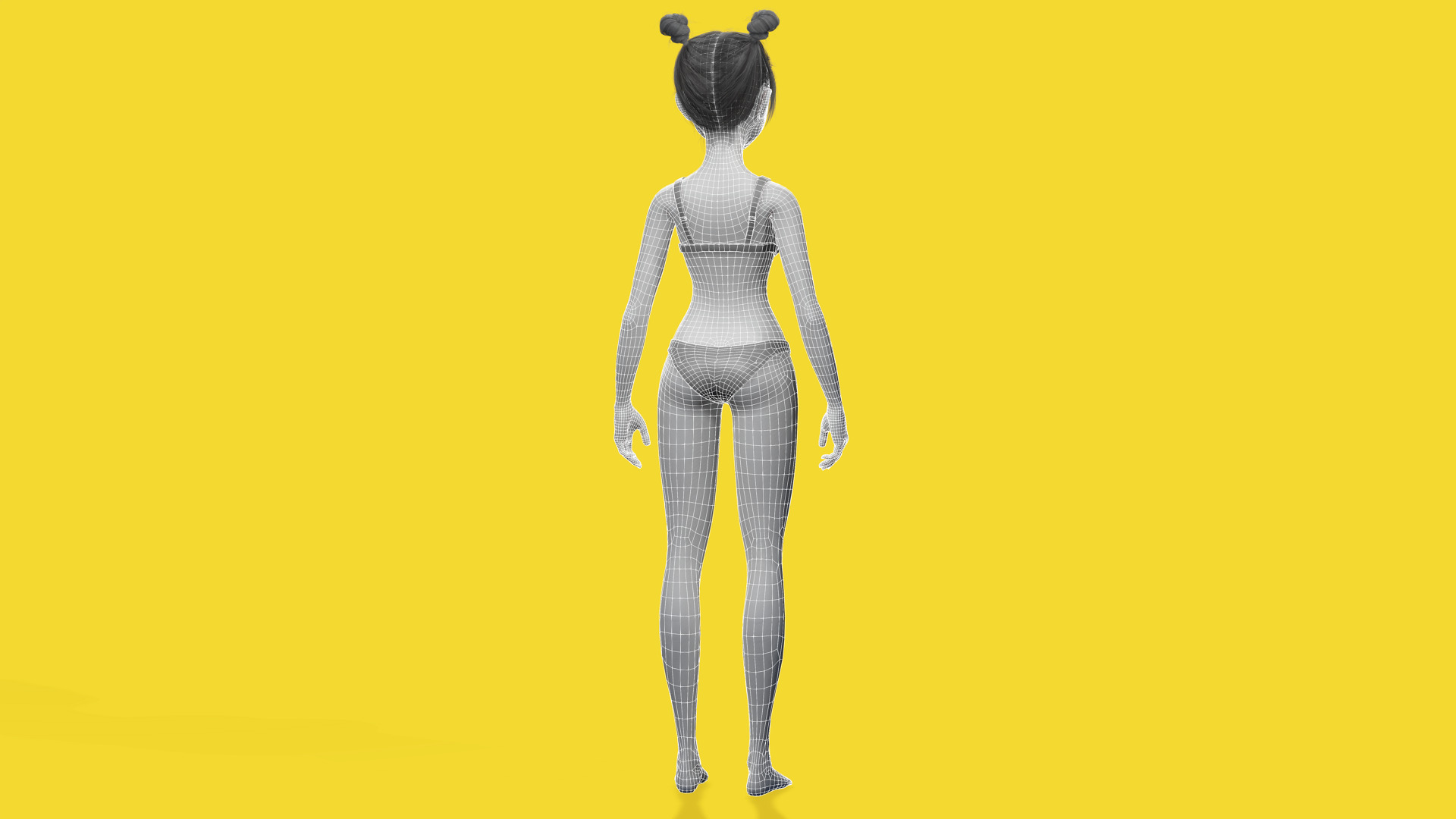 Free Stylized Cartoon Female Young Woman with Perfect Topology Low-poly 3D model_7