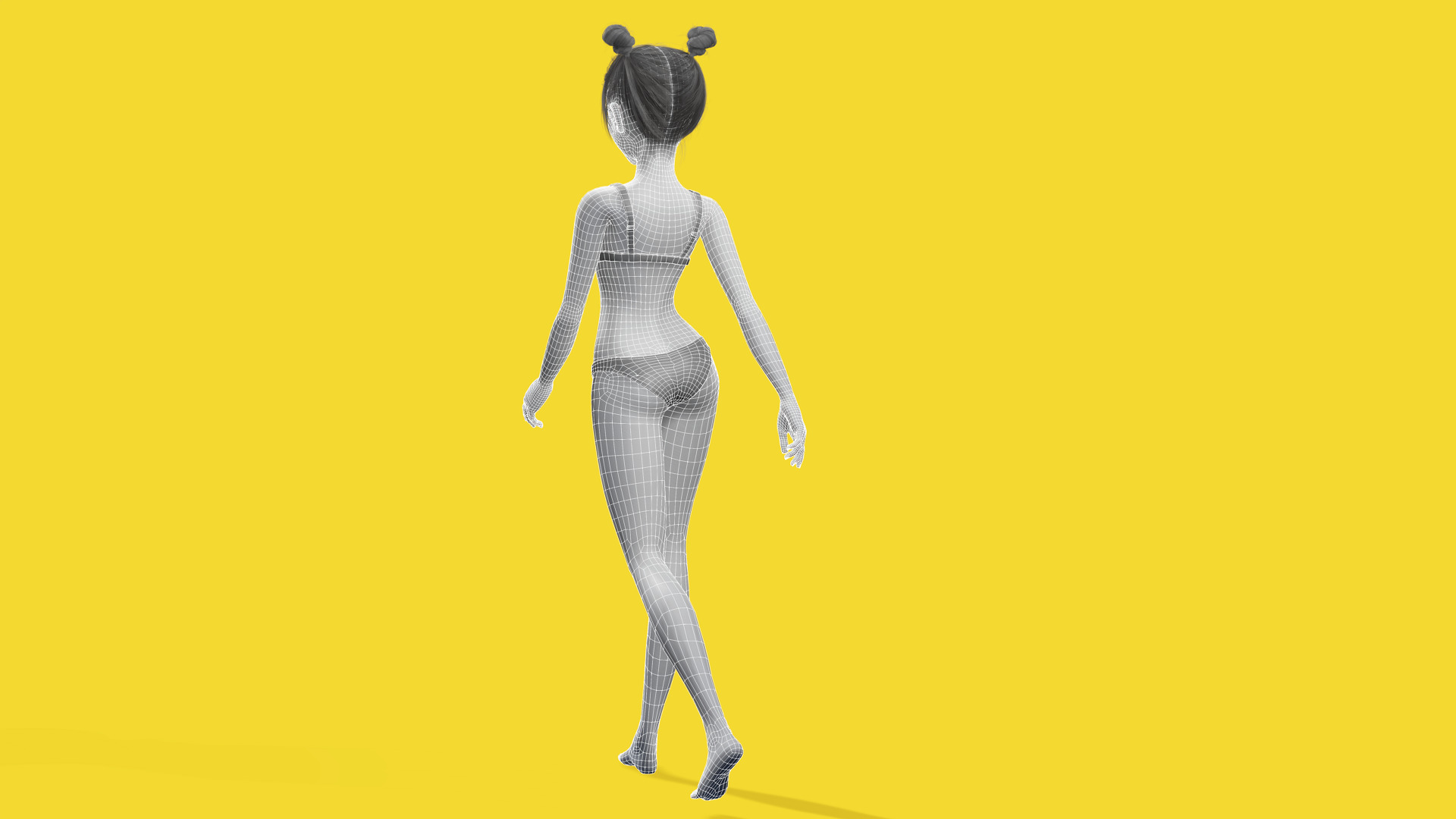 Free Stylized Cartoon Female Young Woman with Perfect Topology Low-poly 3D model_3