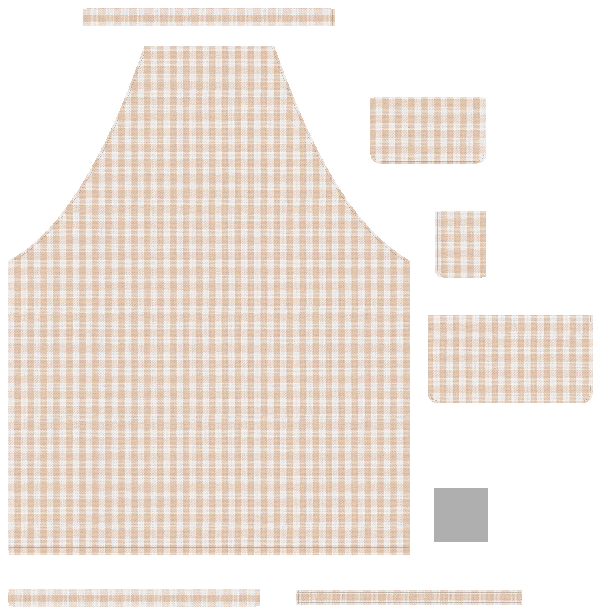 Apron-Checked In Low Poly Low-poly 3D model_2