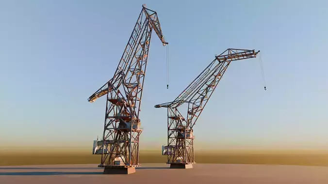 Harbor crane Low-poly 3D model