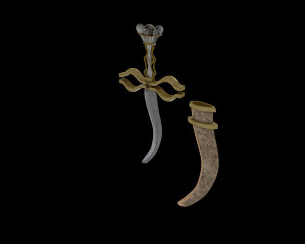 Fantasy Curved Dagger Low-poly 3D model