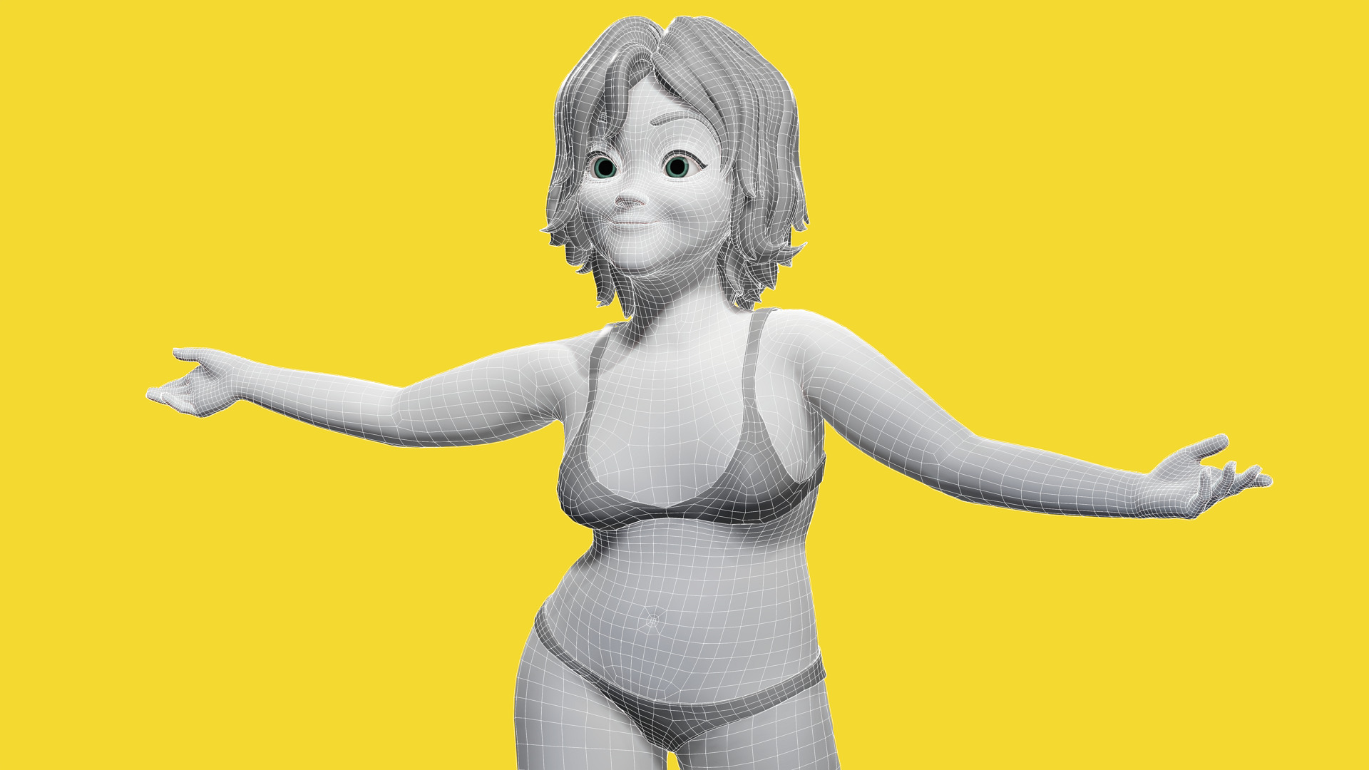 Free Stylized Cartoon Older Woman Rigged Elderly grandmother Low-poly 3D model_13