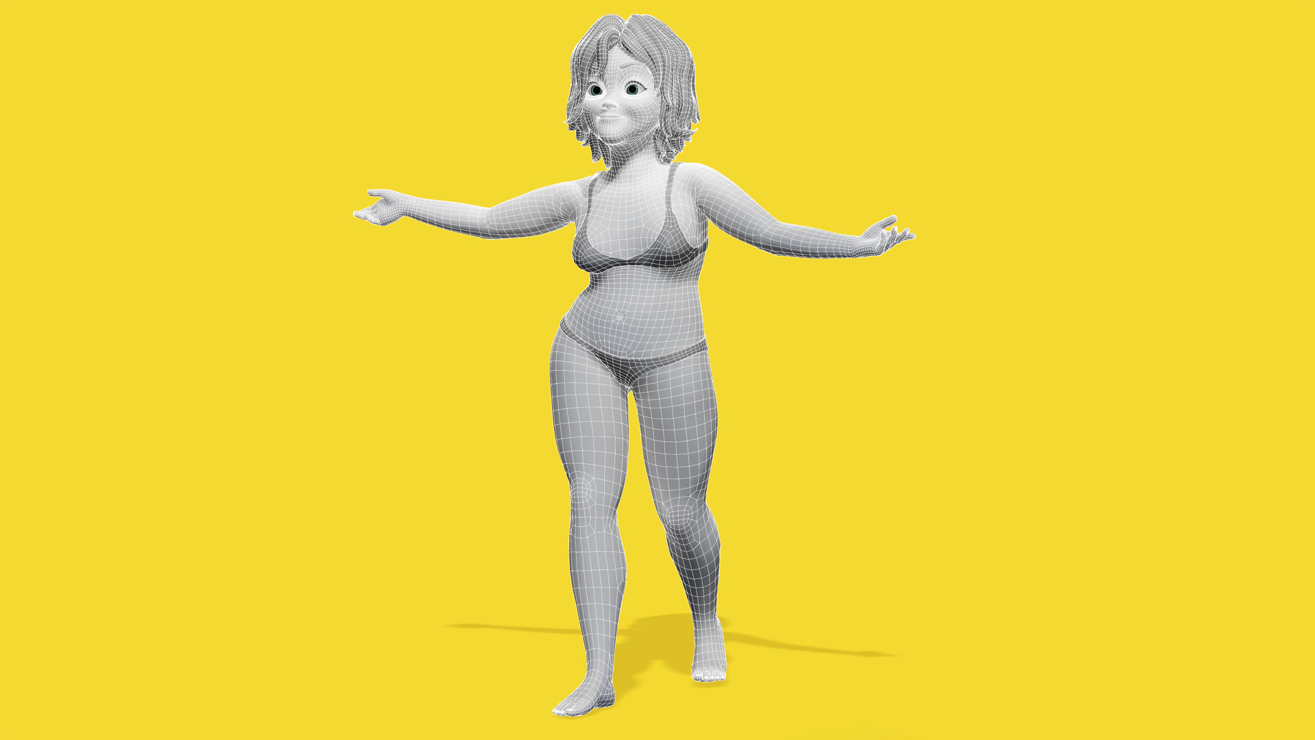 Free Stylized Cartoon Older Woman Rigged Elderly grandmother Low-poly 3D model_14