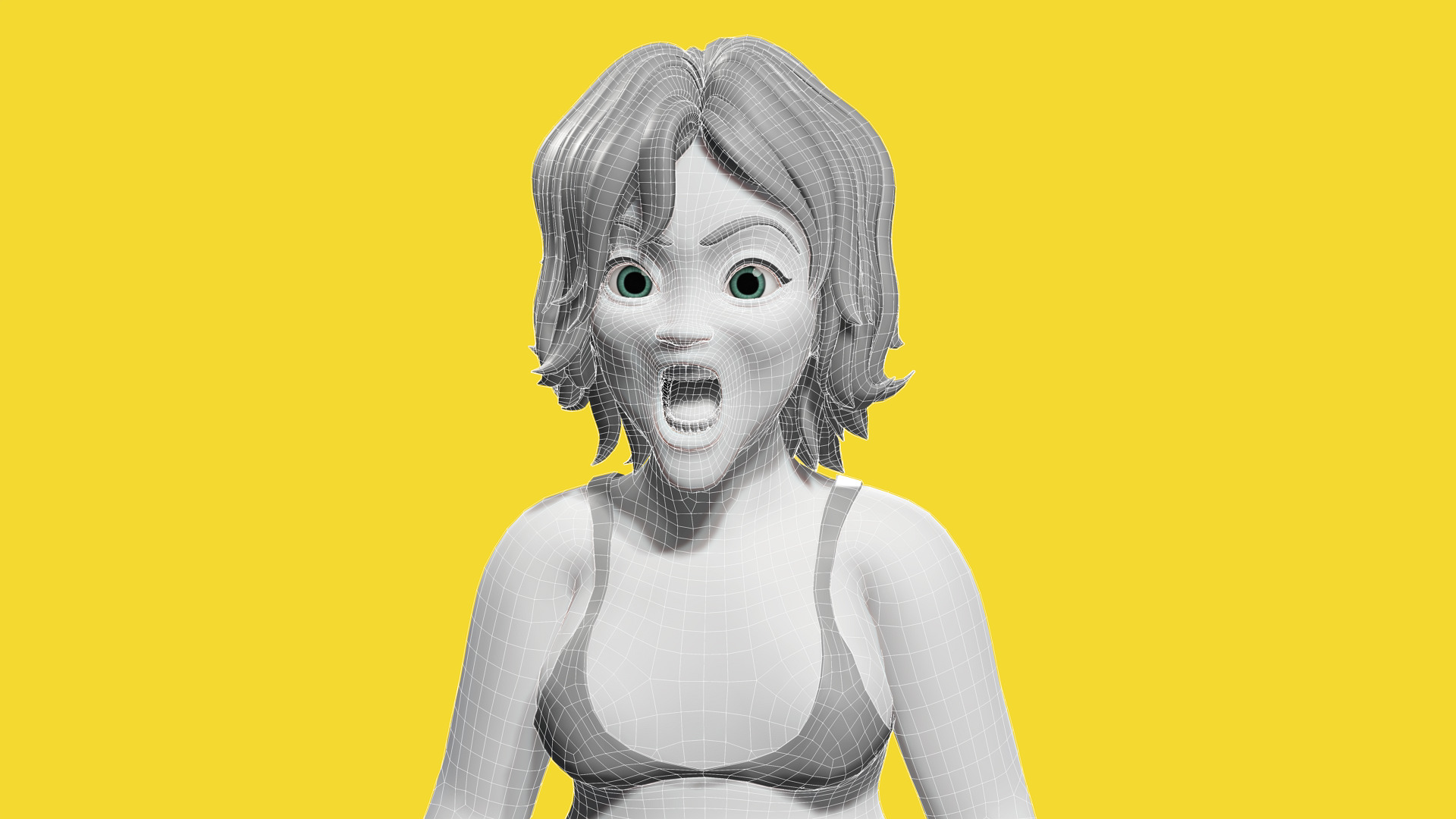 Free Stylized Cartoon Older Woman Rigged Elderly grandmother Low-poly 3D model_7