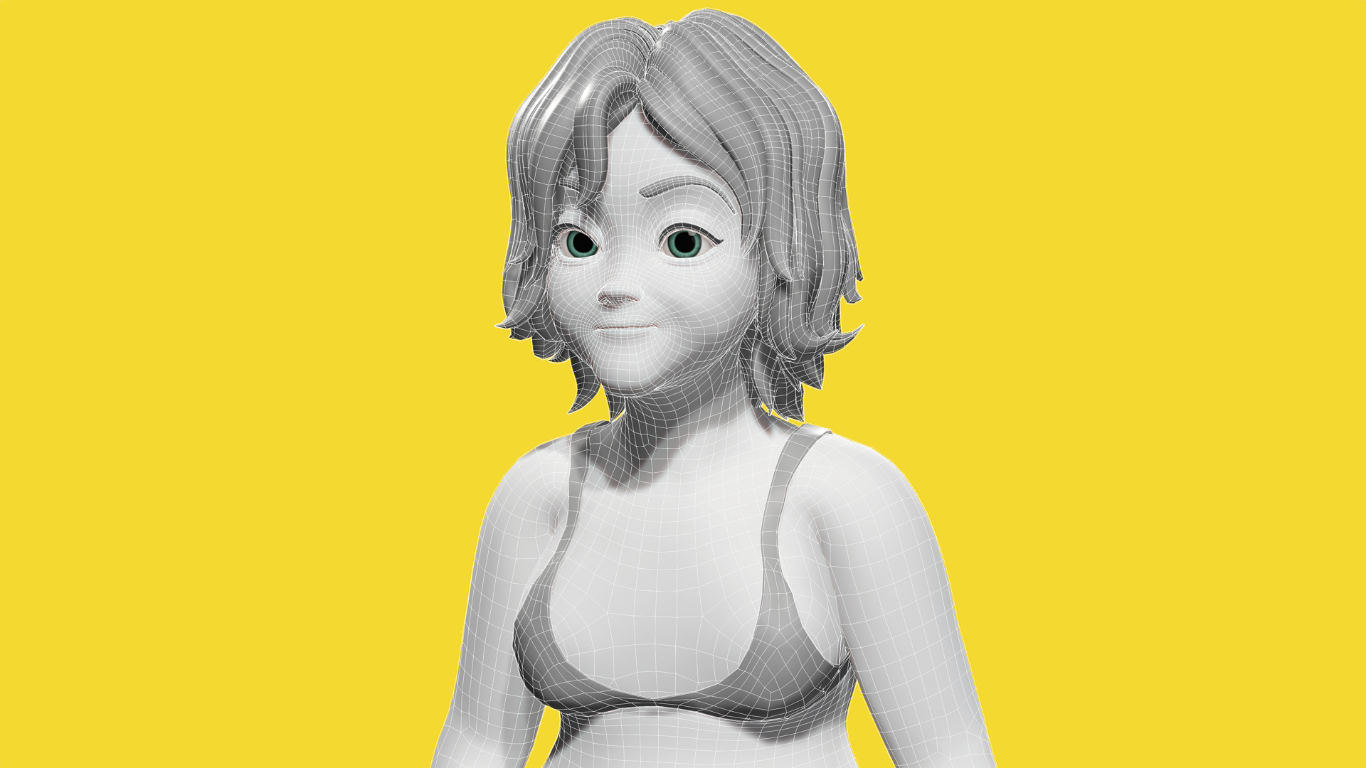 Free Stylized Cartoon Older Woman Rigged Elderly grandmother Low-poly 3D model_10