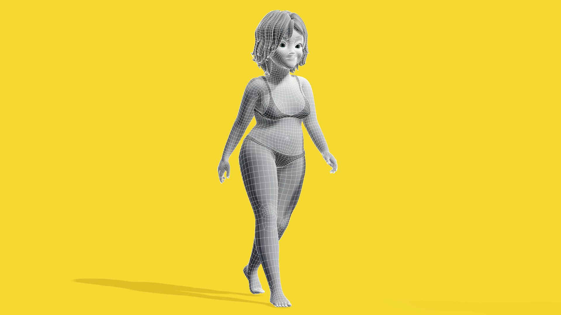 Free Stylized Cartoon Older Woman Rigged Elderly grandmother Low-poly 3D model_2