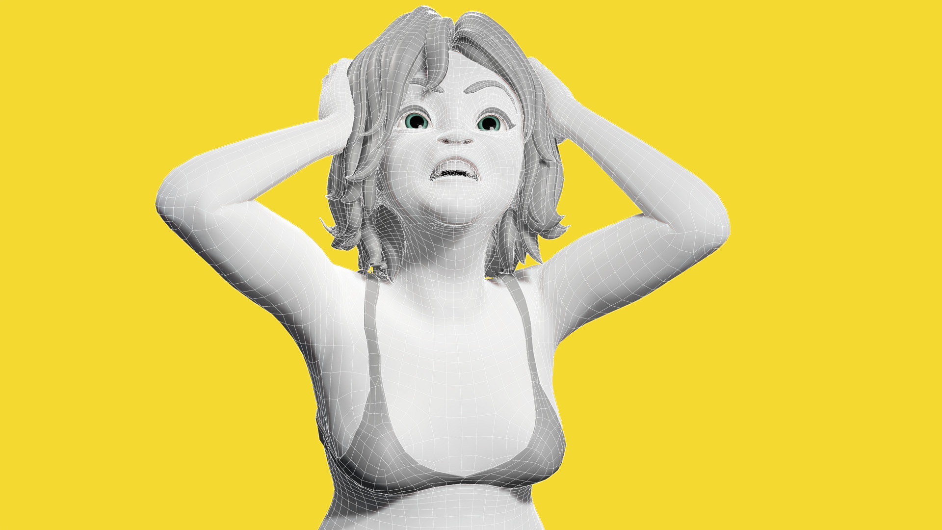 Free Stylized Cartoon Older Woman Rigged Elderly grandmother Low-poly 3D model_8