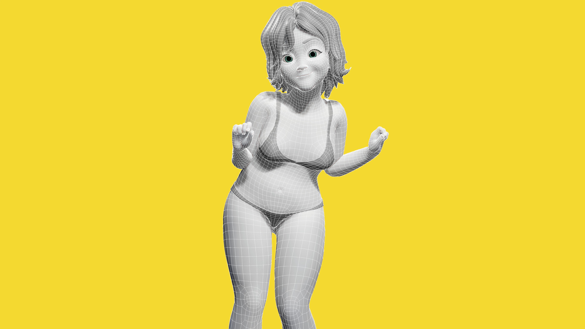 Free Stylized Cartoon Older Woman Rigged Elderly grandmother Low-poly 3D model_5