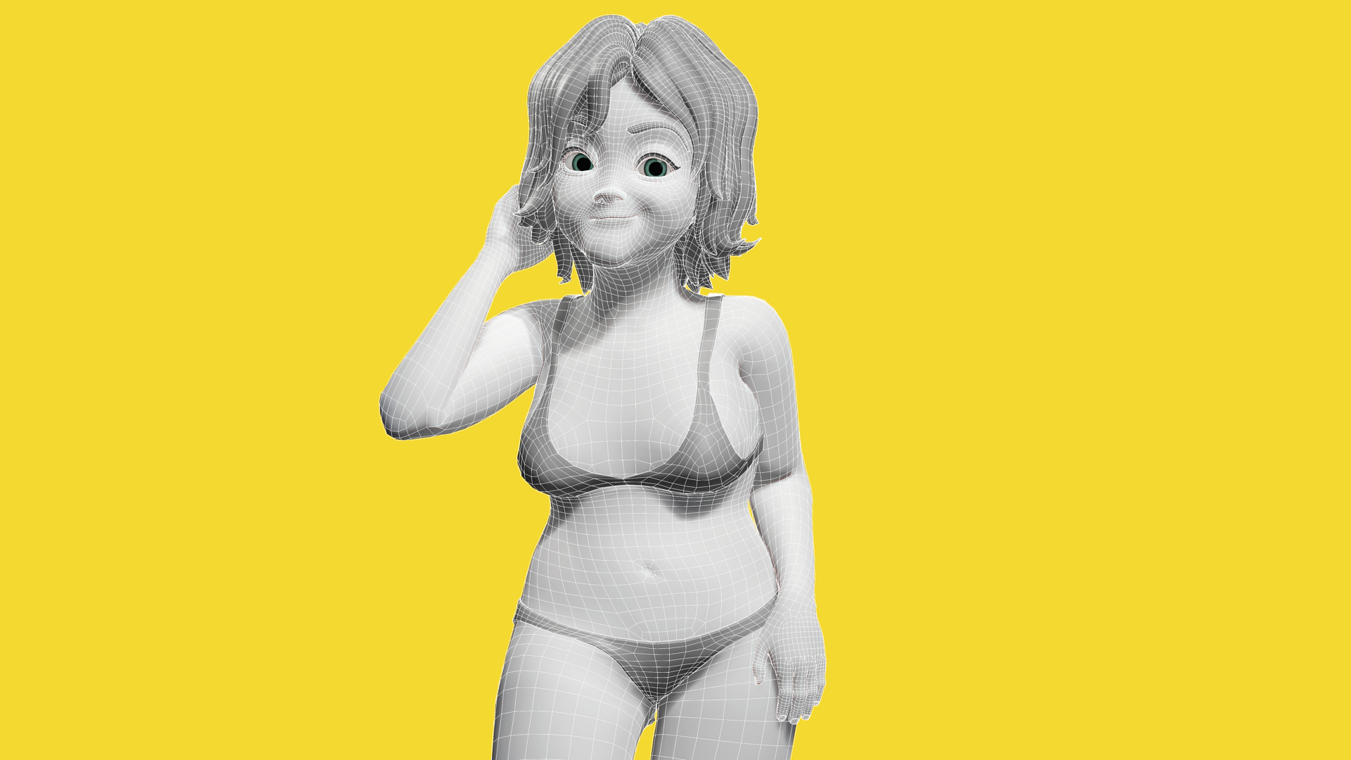 Free Stylized Cartoon Older Woman Rigged Elderly grandmother Low-poly 3D model_12