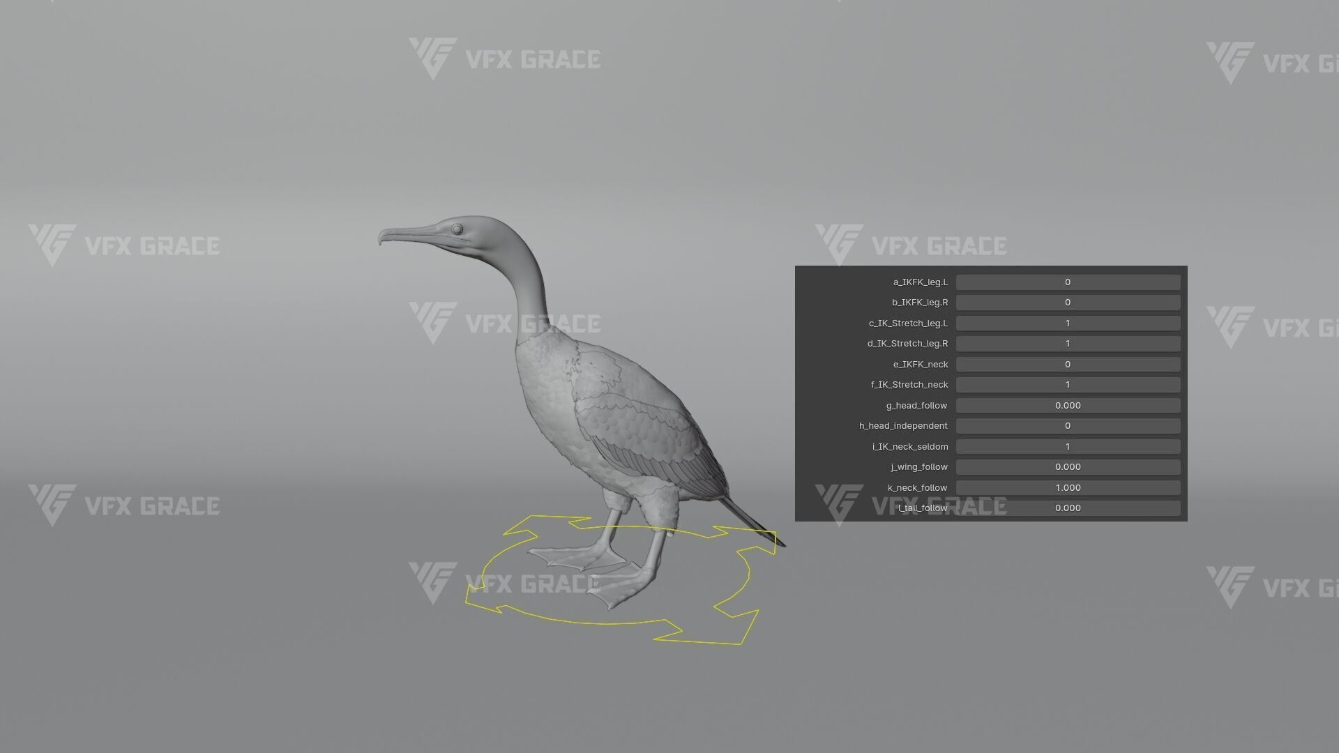Realistic Cormorant Animation 3D Model Rigged for Blender 3D model_17