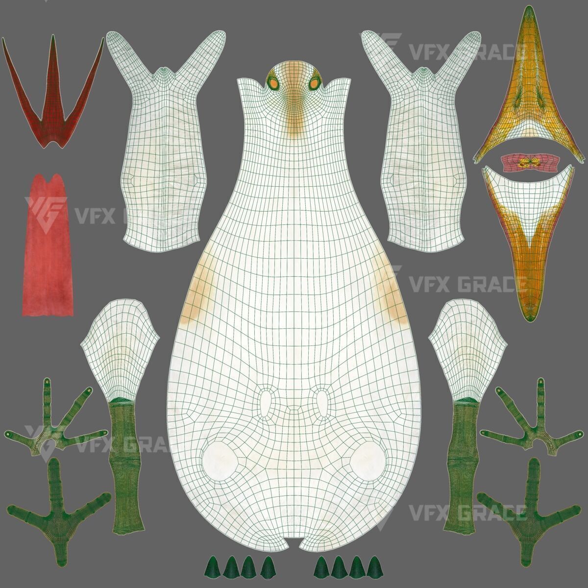 Cattle Egret Animation 3D model_20