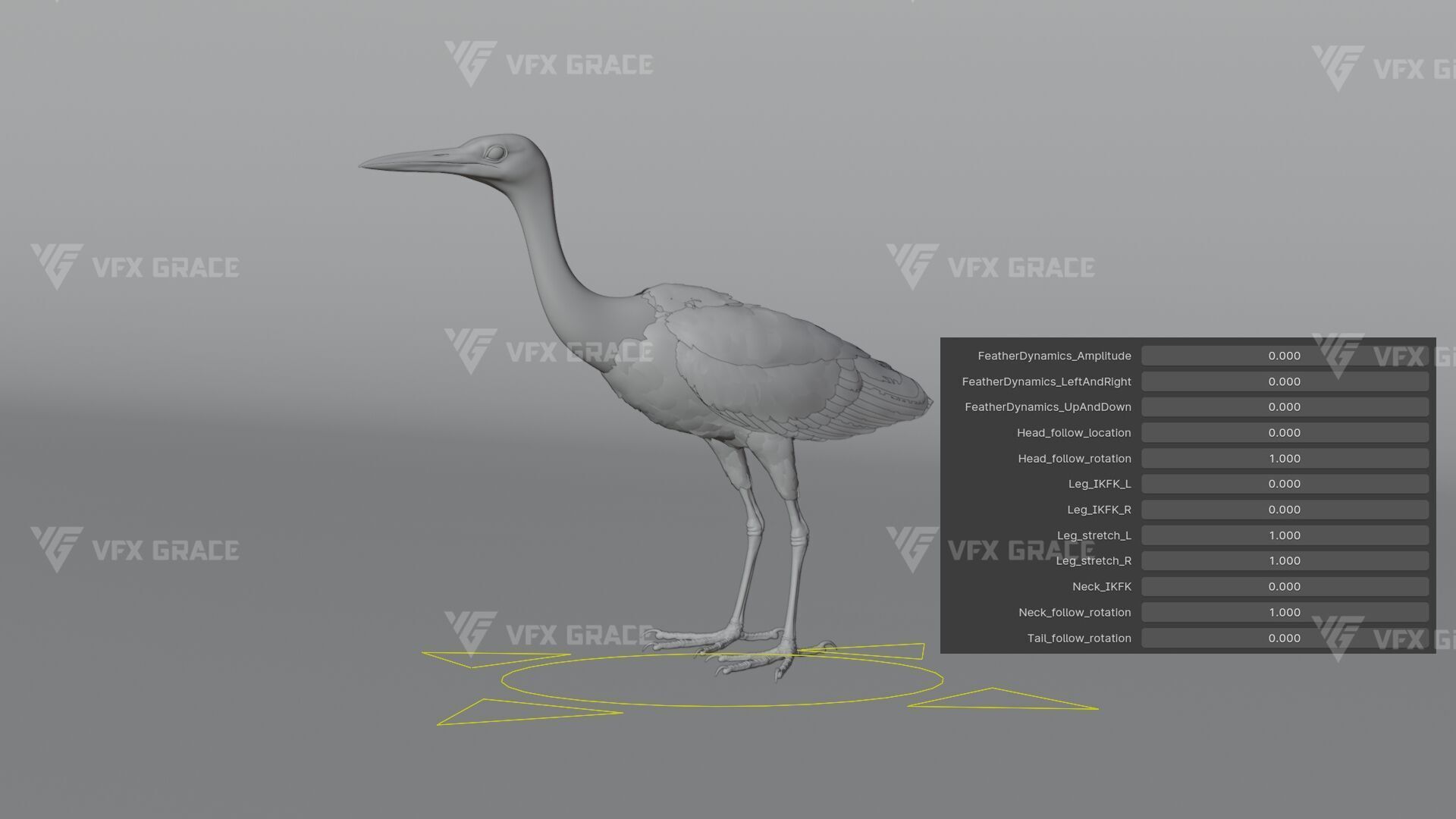 Cattle Egret Animation 3D model_19