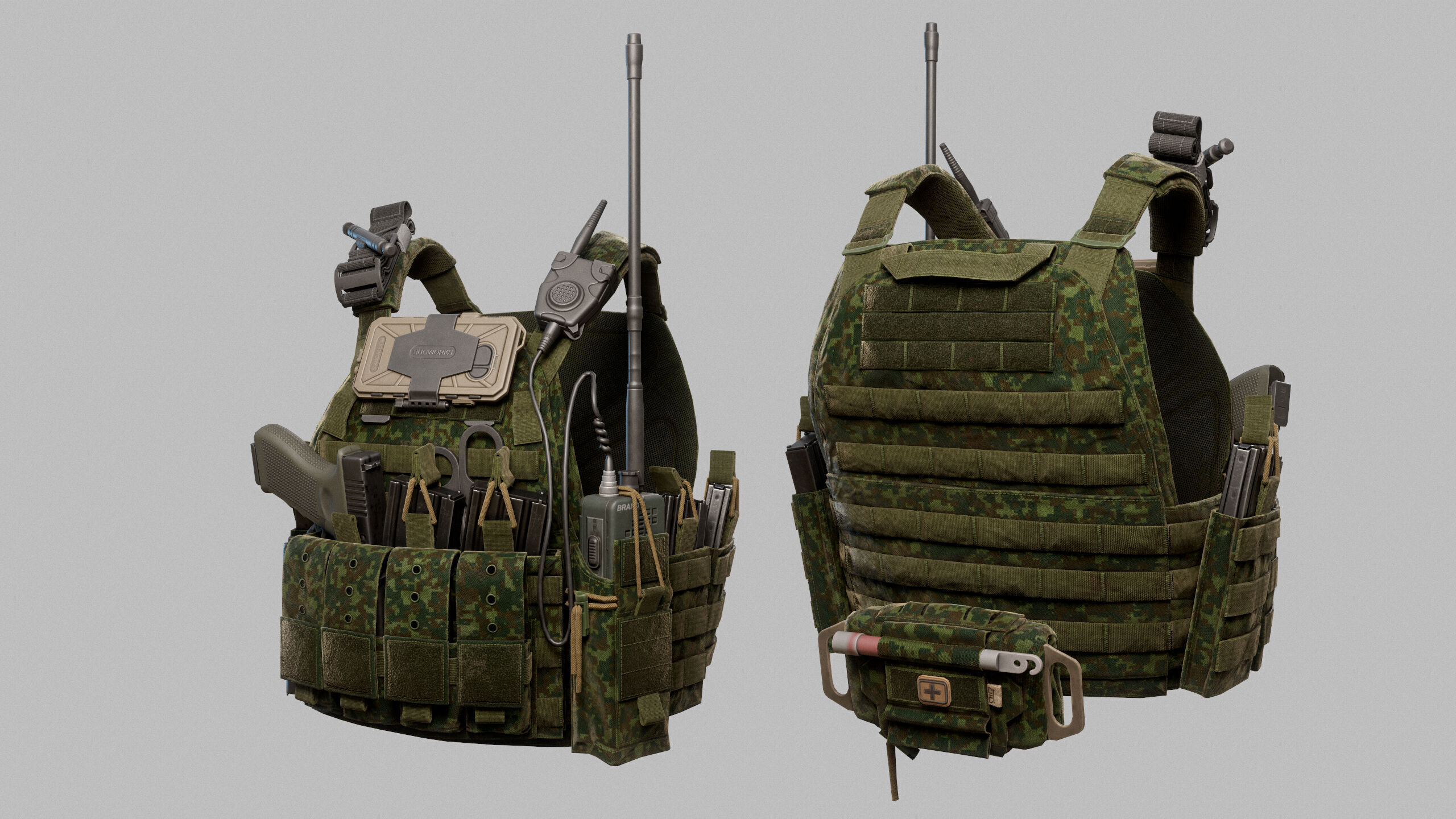 Tactical Vest Low-poly 3D model_11