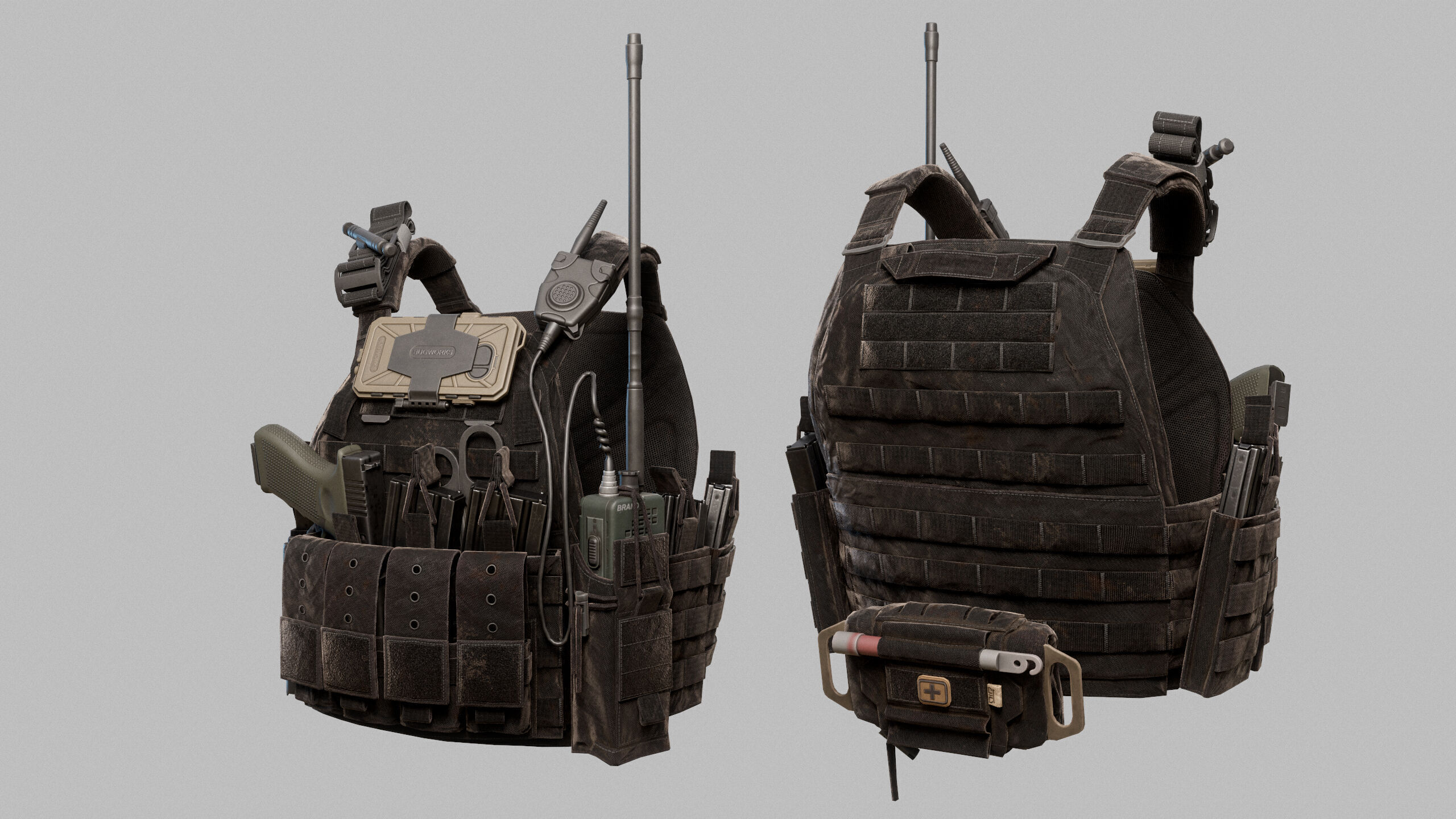 Tactical Vest Low-poly 3D model_8