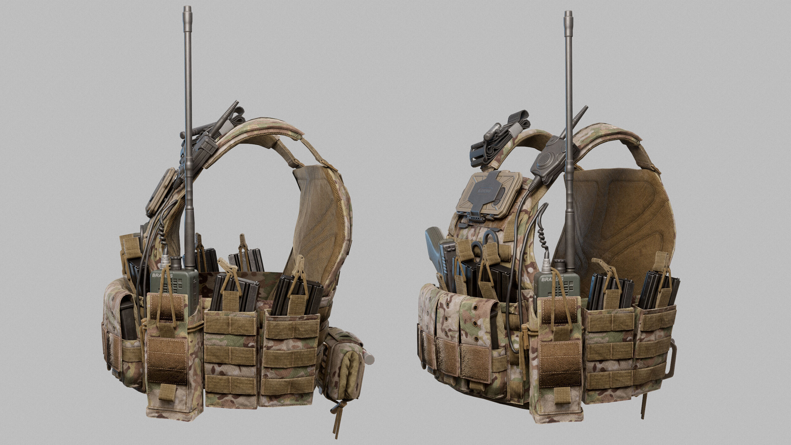 Tactical Vest Low-poly 3D model_7