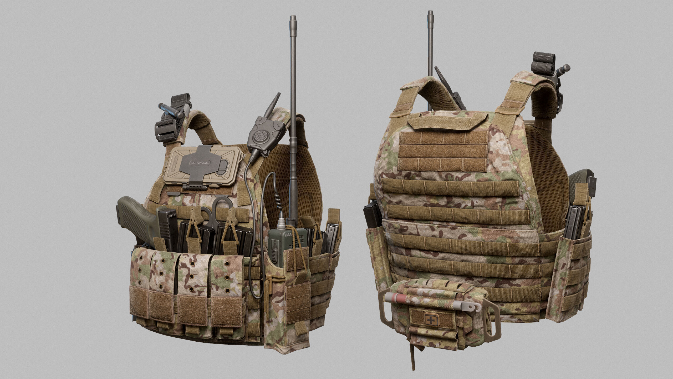 Tactical Vest Low-poly 3D model_10