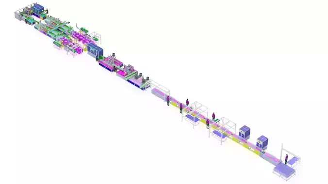 3D Model Design of Soft Pack Power Battery Assembly PACK Line 3D model