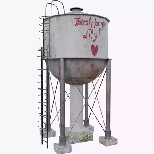 Abandoned Water Tower Low-poly 3D model