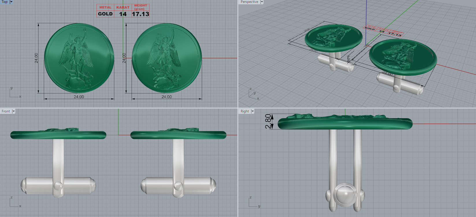 SAINT MICHAEL THE ARCHANGEL Cufflinks 3D print model_3