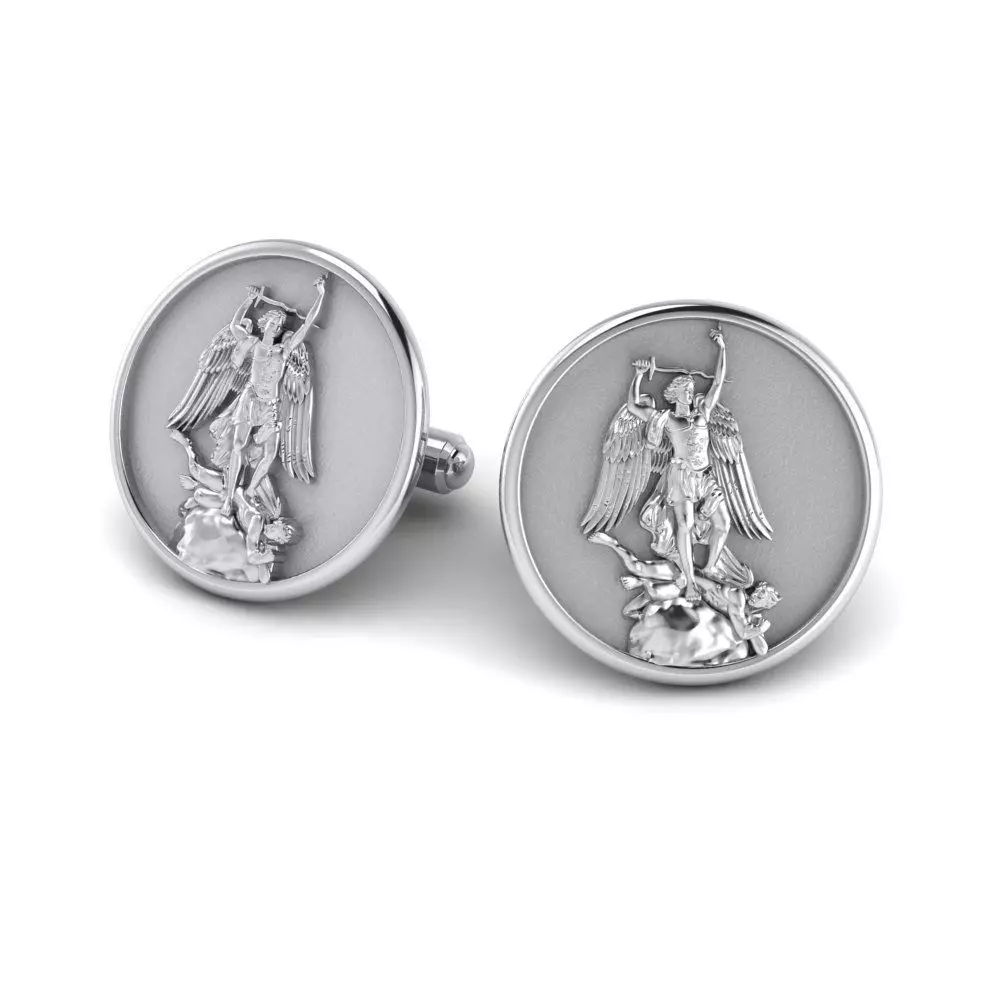 SAINT MICHAEL THE ARCHANGEL Cufflinks 3D print model_0
