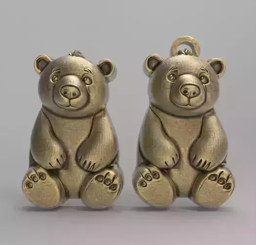 Bear Keychain 3D Model for 3D Printing and CNC Carving  