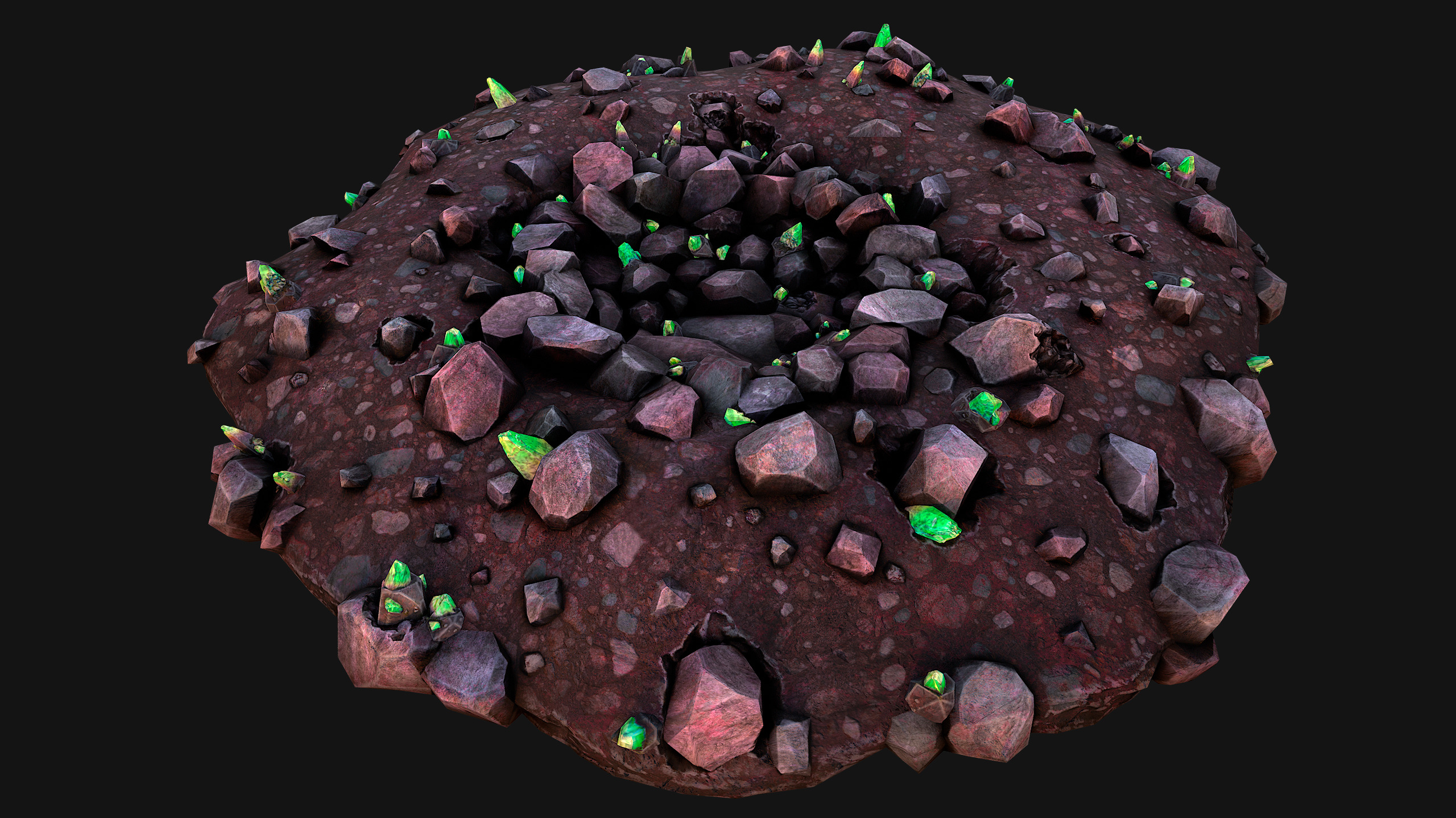 Crystal Deposits Gems Environment Mine Low-poly 3D model_28