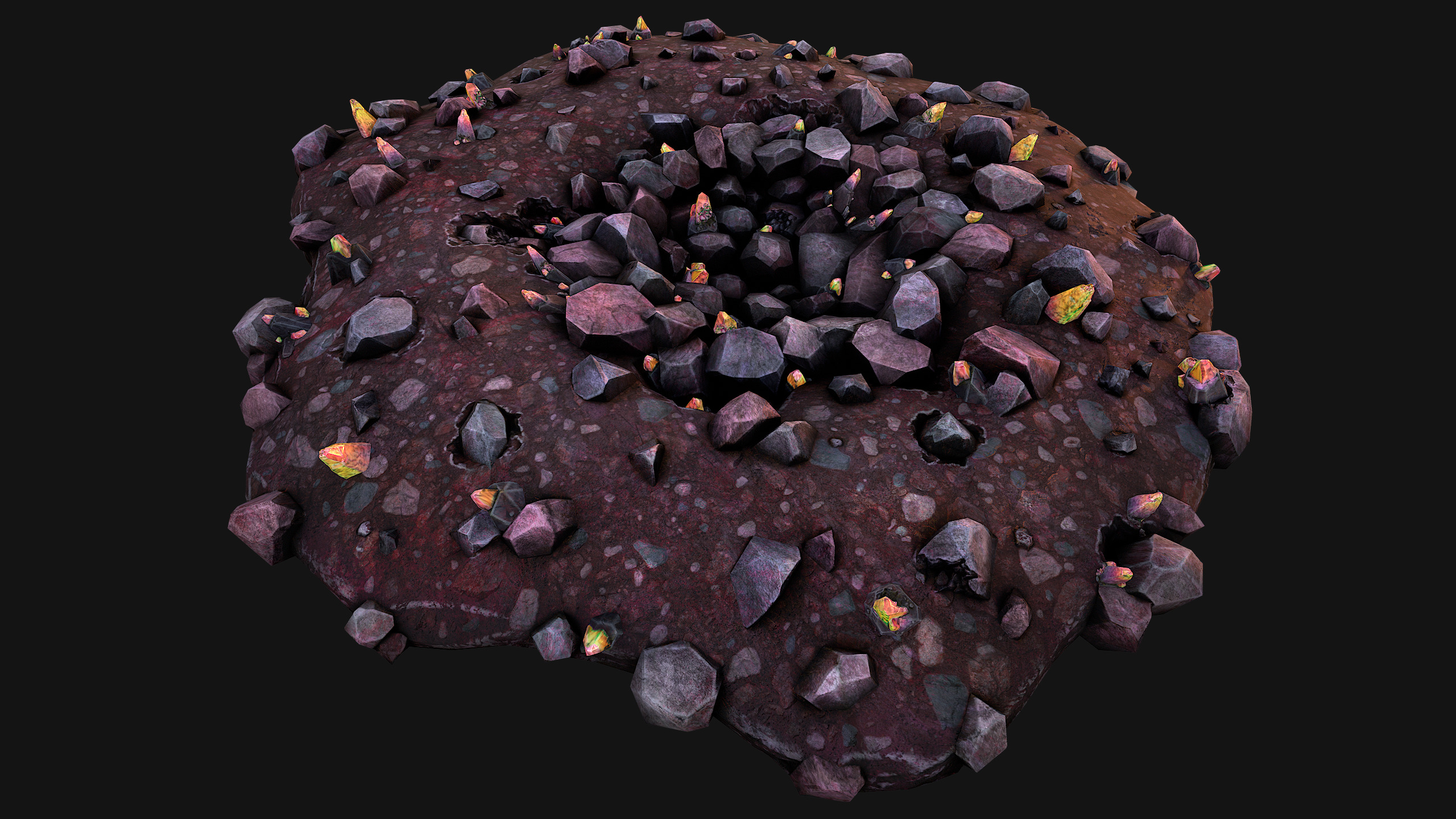 Crystal Deposits Gems Environment Mine Low-poly 3D model_25