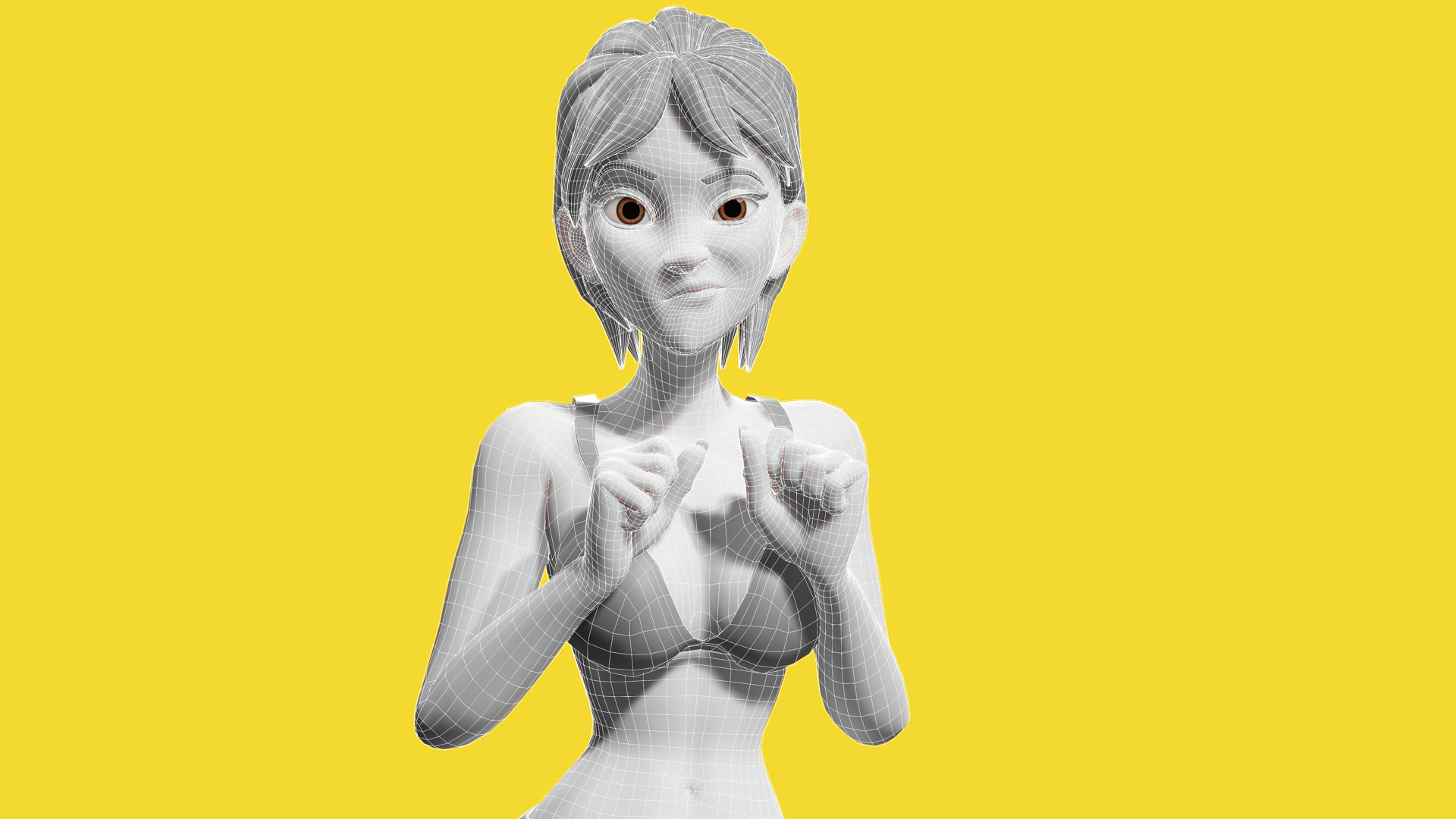 Free Stylized Cartoon Woman Nude Woman with Perfect Topology Free low-poly 3D model_2