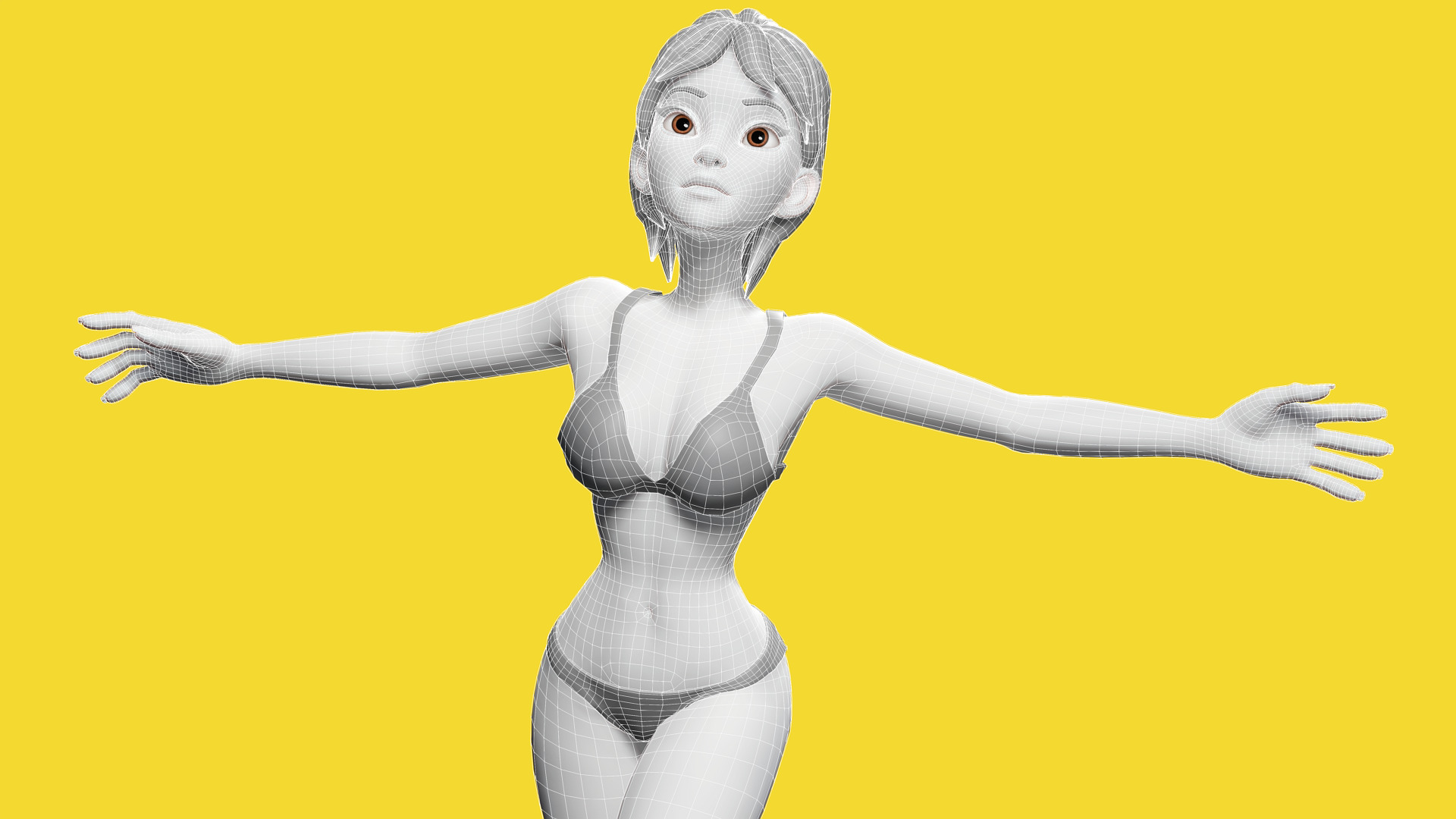 Free Stylized Cartoon Woman Nude Woman with Perfect Topology Free low-poly 3D model_12