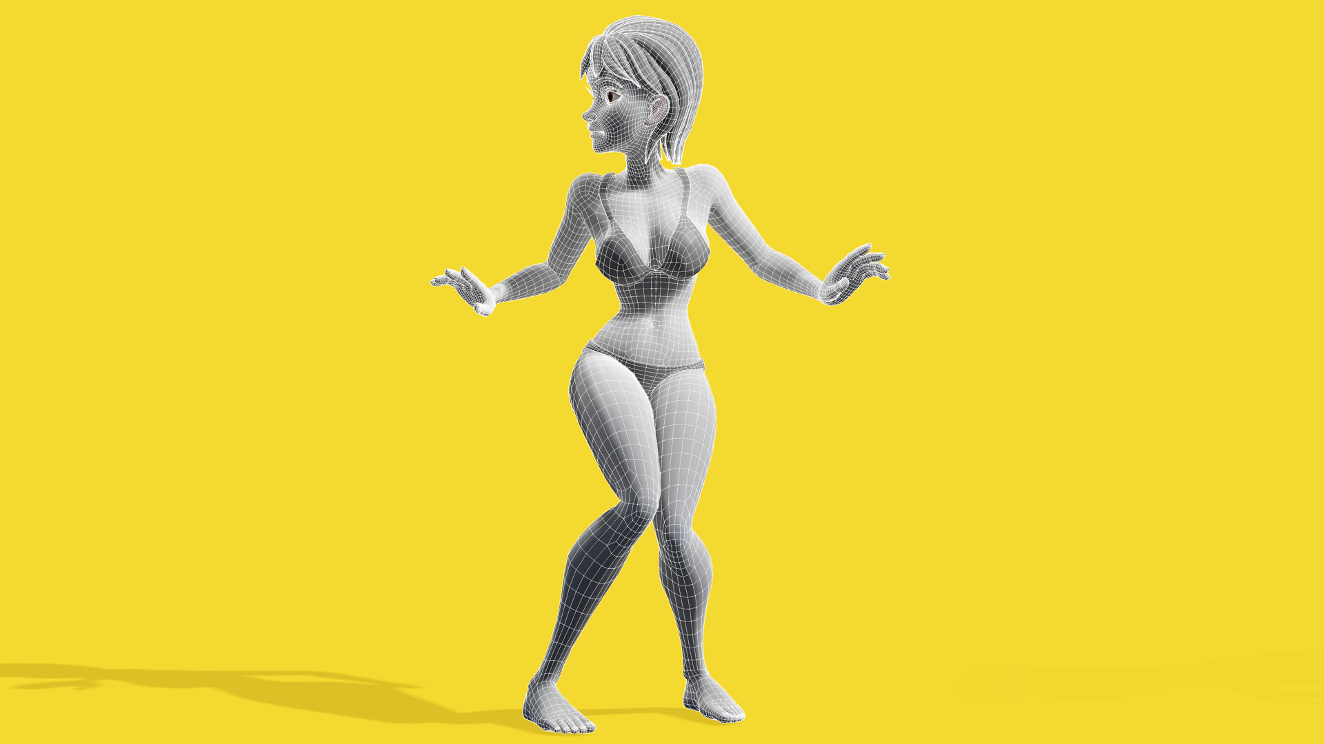 Free Stylized Cartoon Woman Nude Woman with Perfect Topology Free low-poly 3D model_3