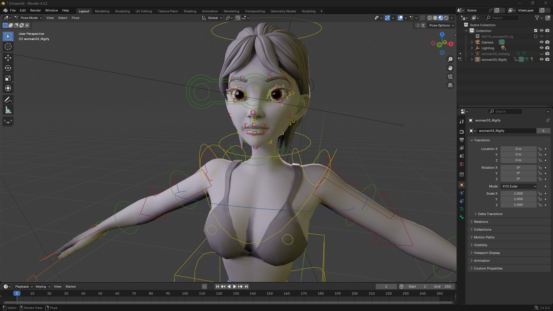 Free Stylized Cartoon Woman Nude Woman with Perfect Topology Free low-poly 3D model_21