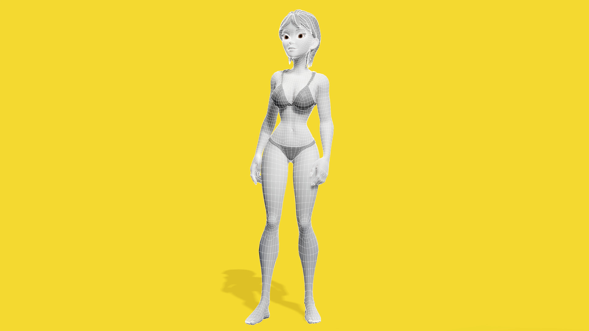 Free Stylized Cartoon Woman Nude Woman with Perfect Topology Free low-poly 3D model_13