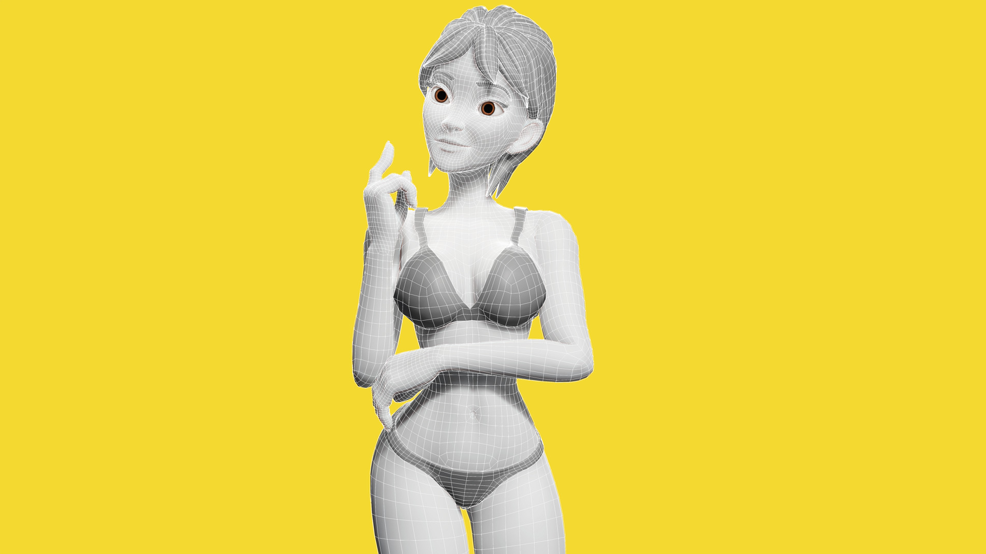 Free Stylized Cartoon Woman Nude Woman with Perfect Topology Free low-poly 3D model_5