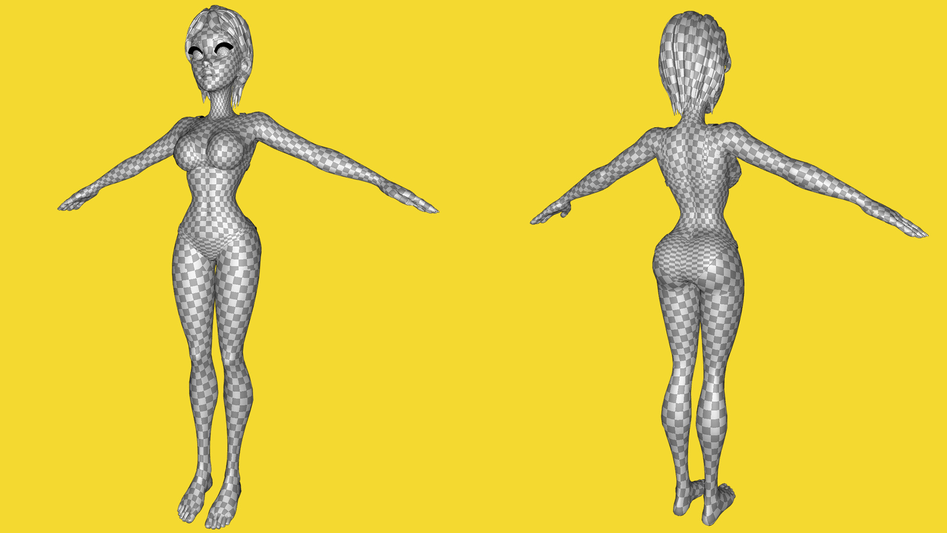 Free Stylized Cartoon Woman Nude Woman with Perfect Topology Free low-poly 3D model_26