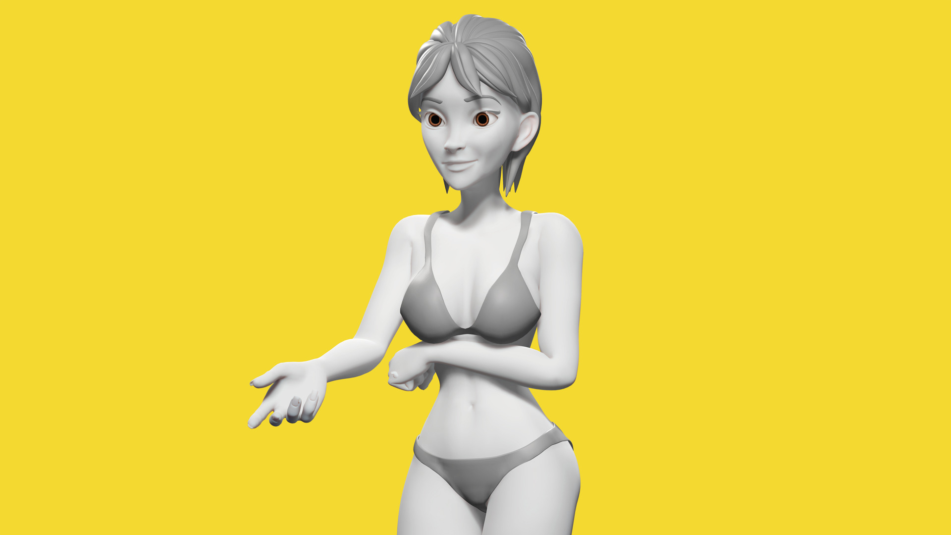 Free Stylized Cartoon Woman Nude Woman with Perfect Topology Free low-poly 3D model_10