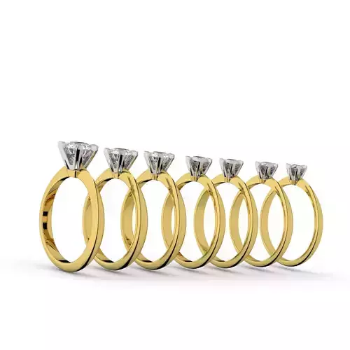 Set of 7 two tone diamond engagement rings Tiffany style 3D print model