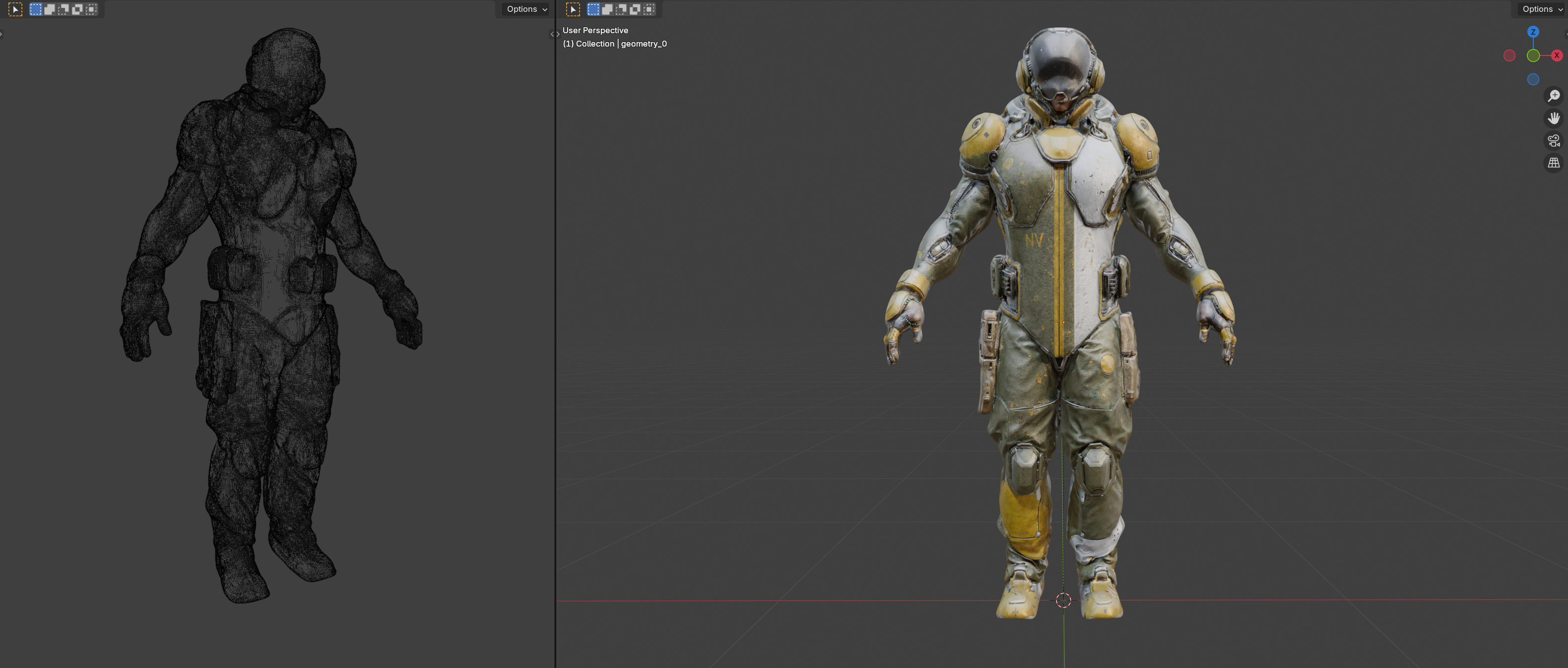Sci Fi Soldier Character Navy Green Suit Low-poly 3D model_4