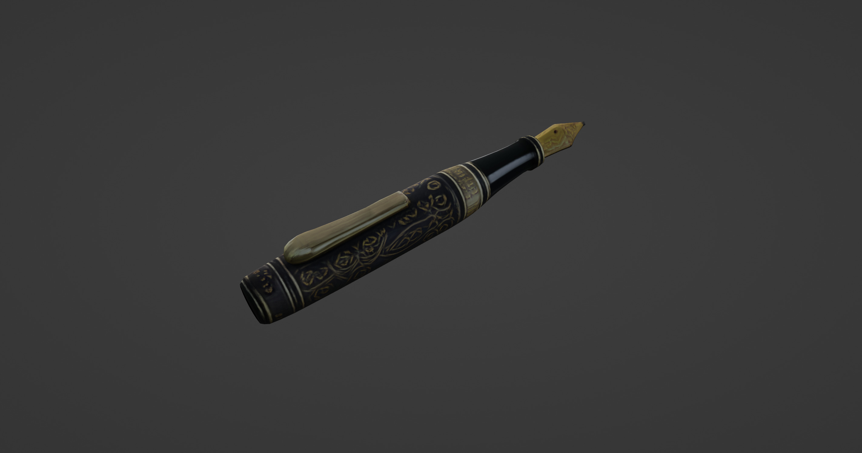 Luxury Fountain Pen - Gold and Black Edition 3D model_7