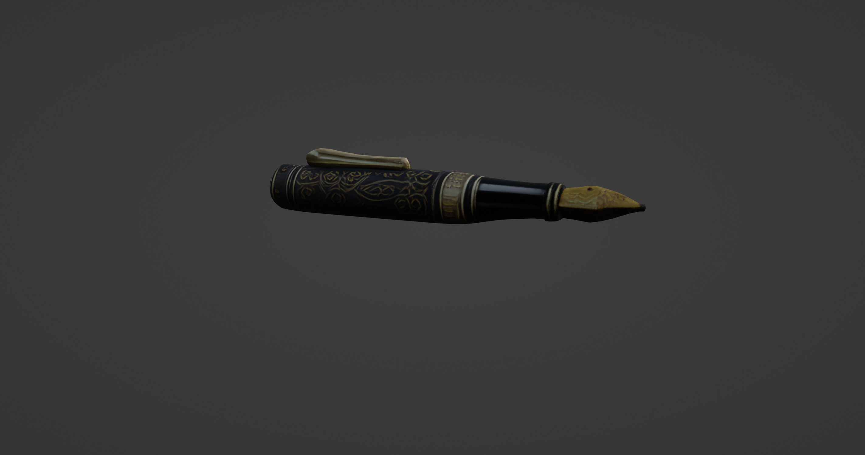 Luxury Fountain Pen - Gold and Black Edition 3D model_8