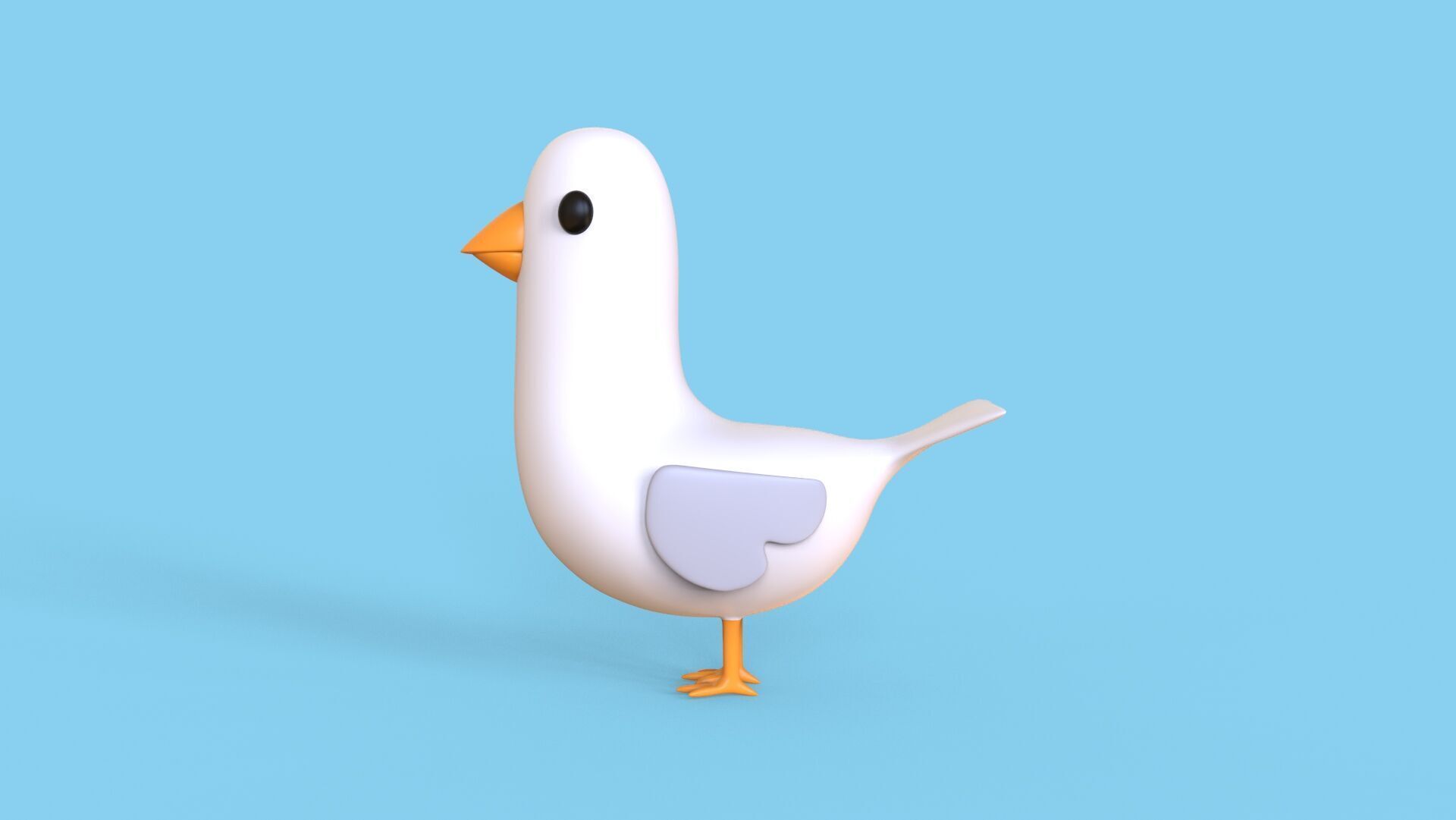 Low Poly - Cartoon Seagull Rigged Low-poly 3D model_7