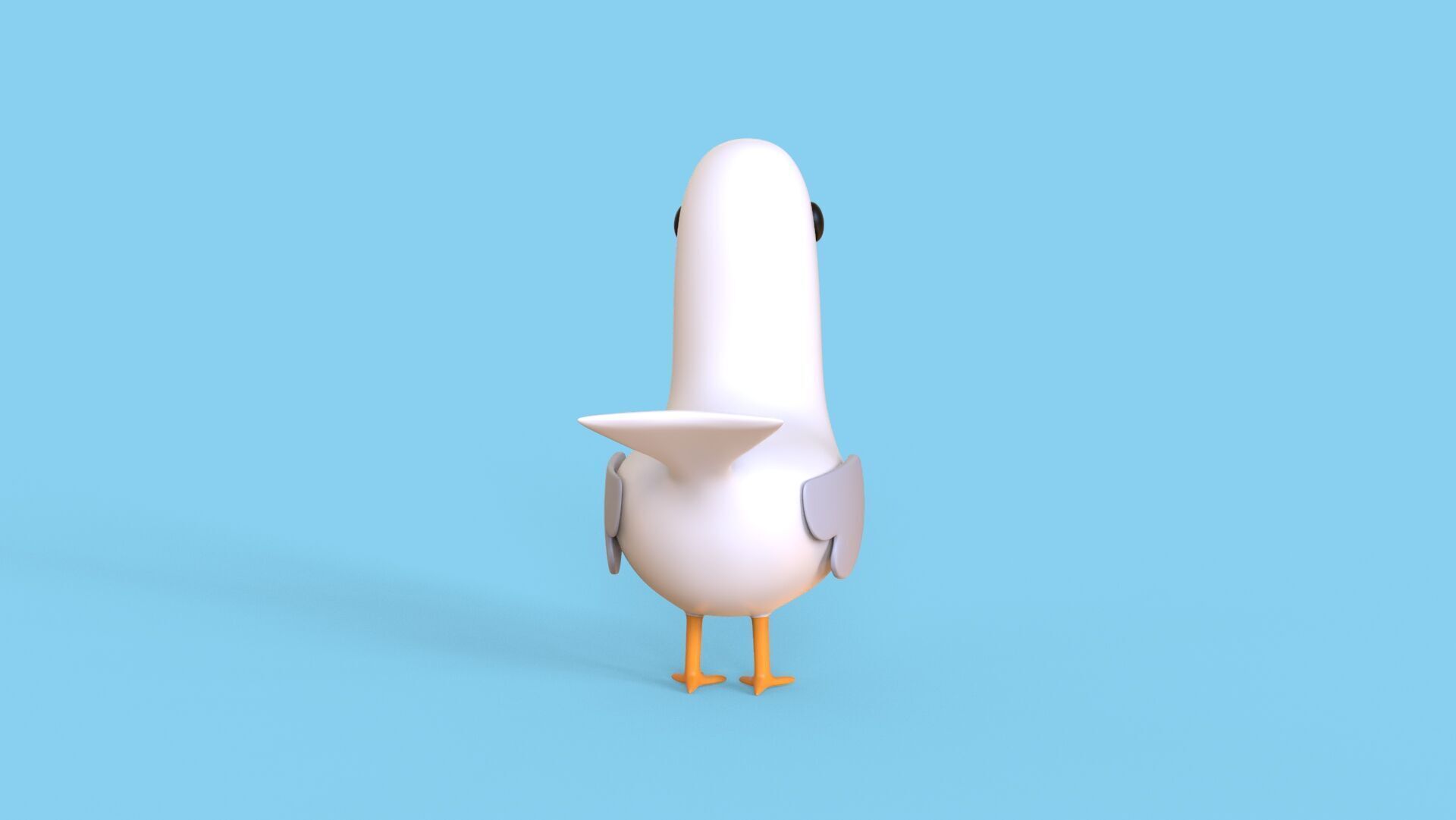Low Poly - Cartoon Seagull Rigged Low-poly 3D model_11