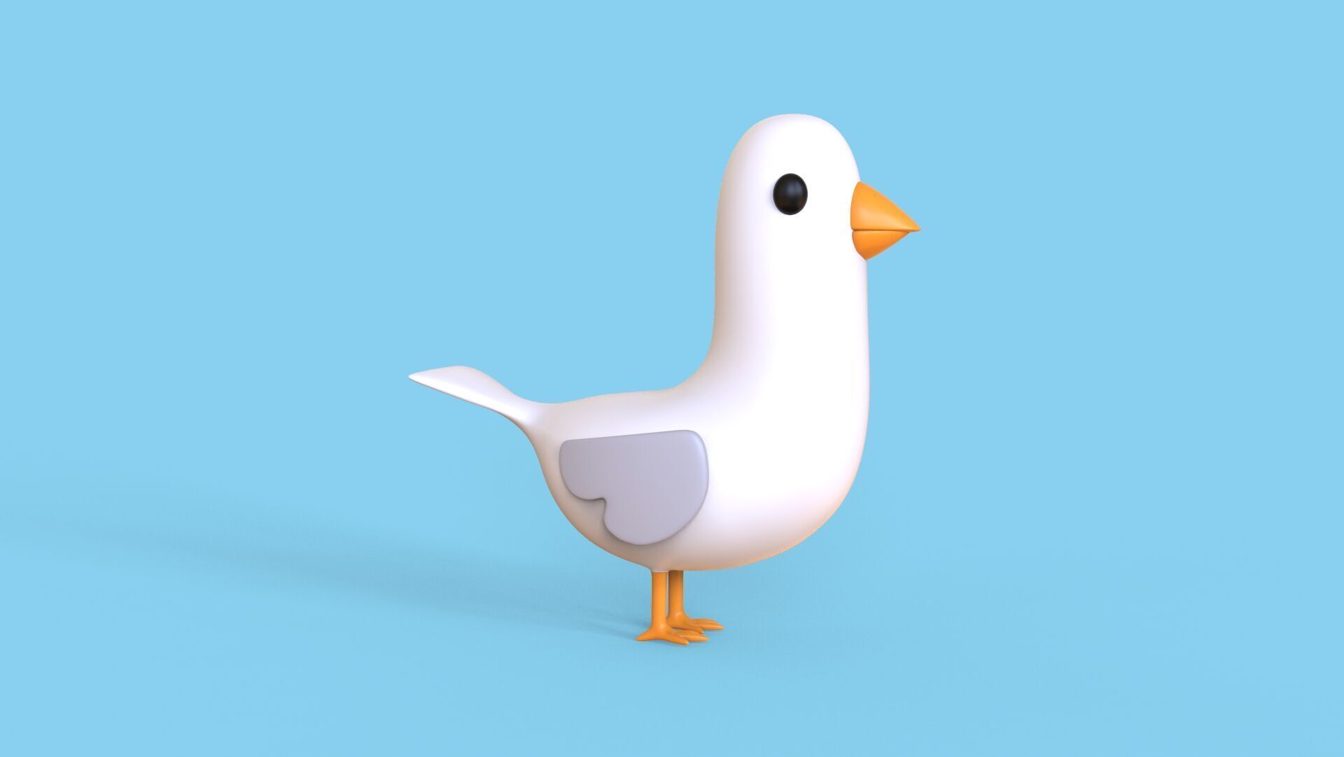 Low Poly - Cartoon Seagull Rigged Low-poly 3D model_15