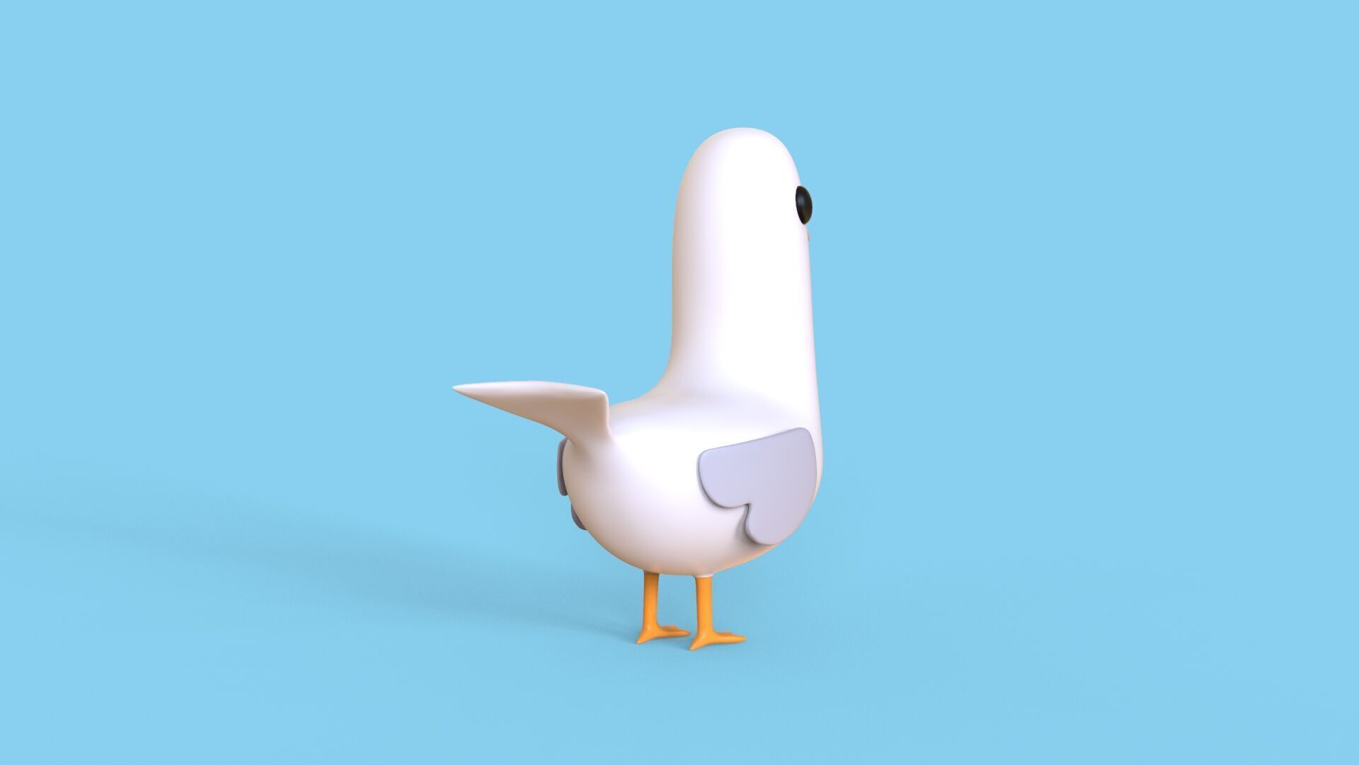 Low Poly - Cartoon Seagull Rigged Low-poly 3D model_12