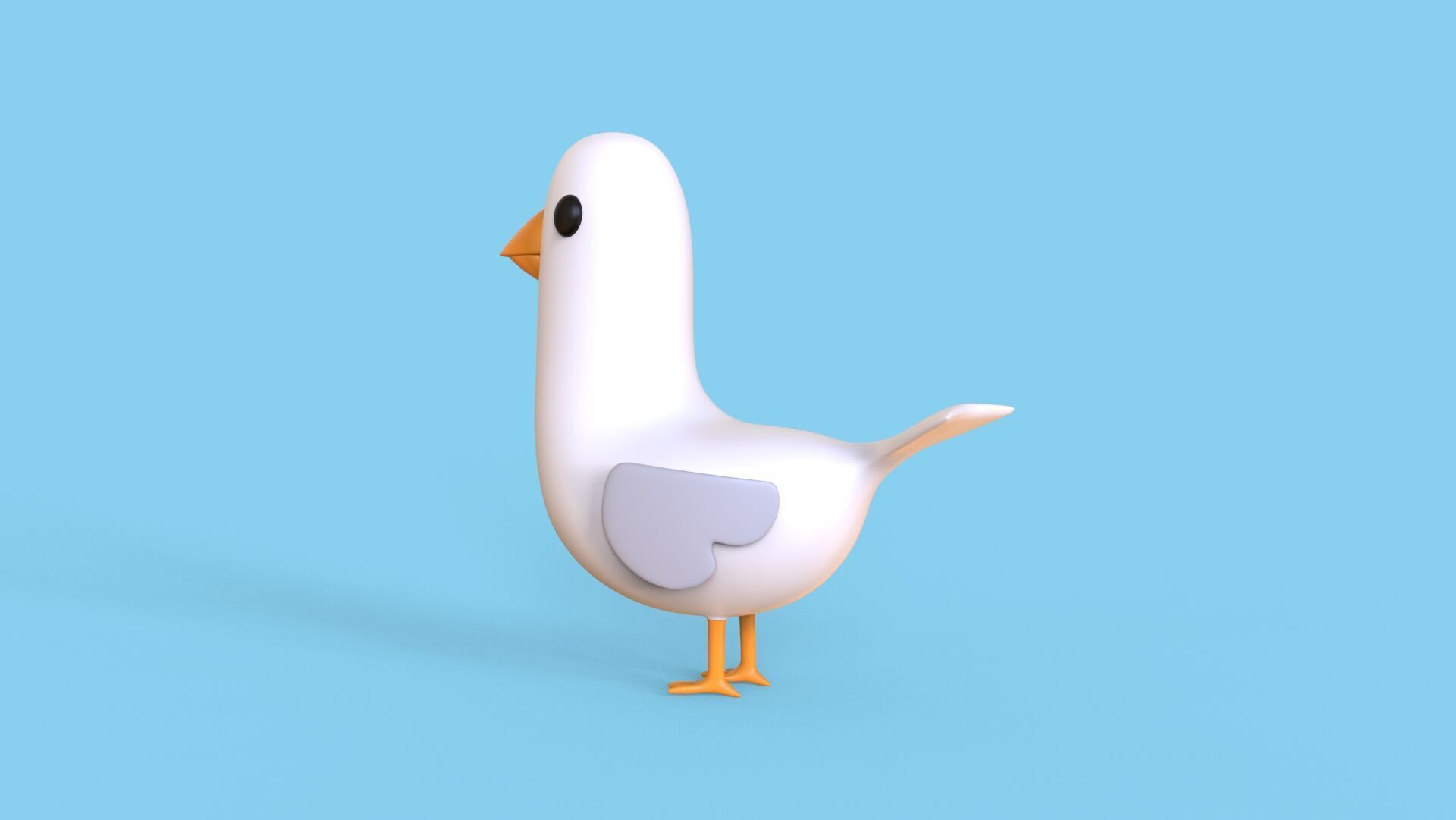 Low Poly - Cartoon Seagull Rigged Low-poly 3D model_8