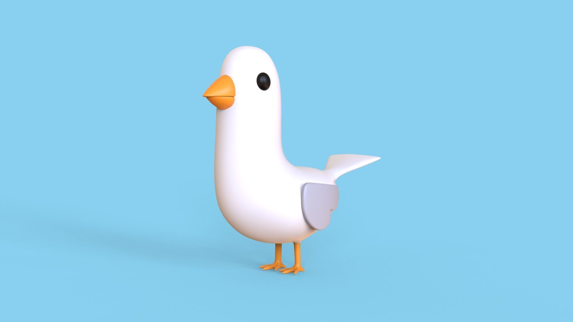 Low Poly - Cartoon Seagull Rigged Low-poly 3D model_5