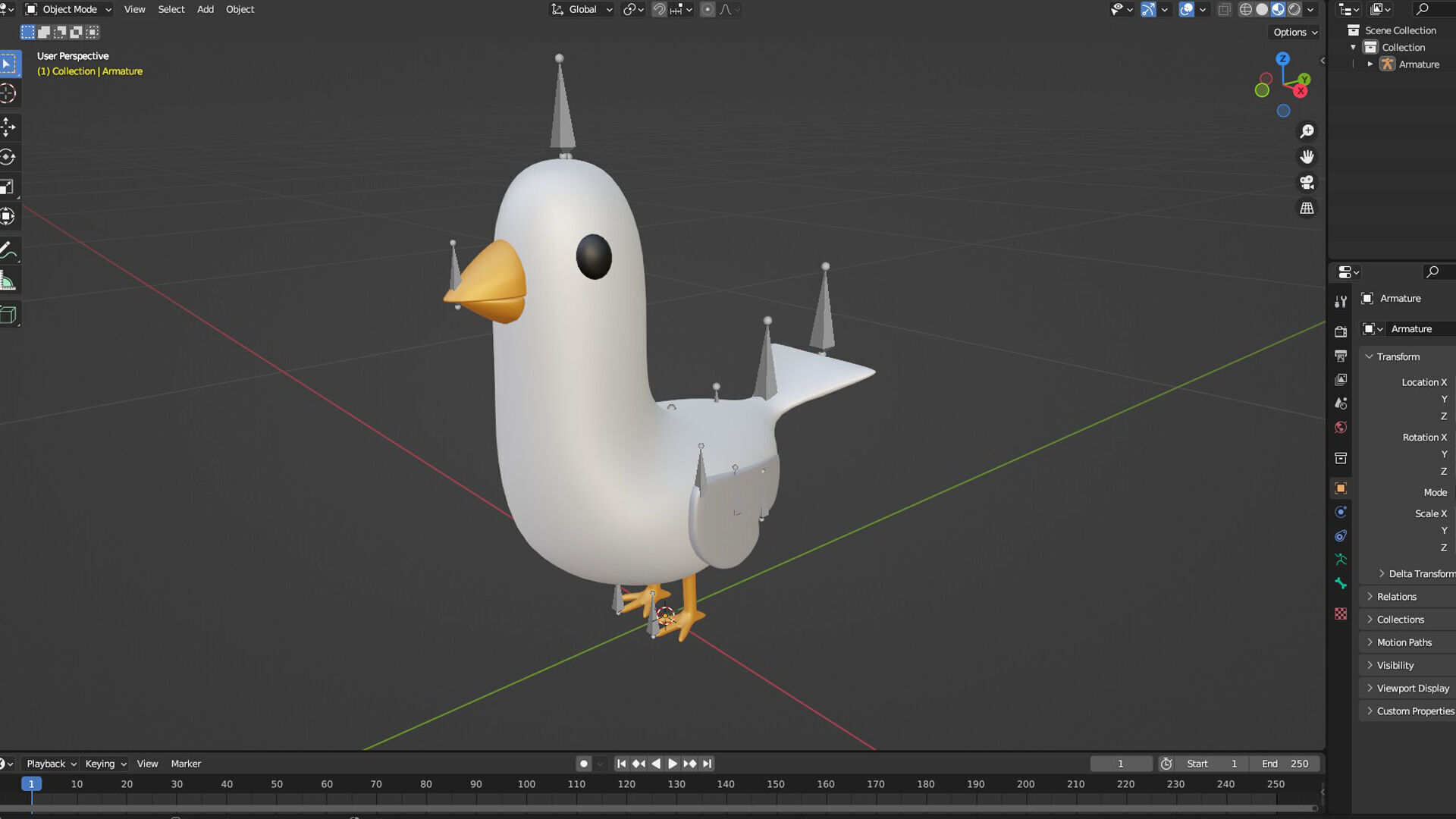 Low Poly - Cartoon Seagull Rigged Low-poly 3D model_2