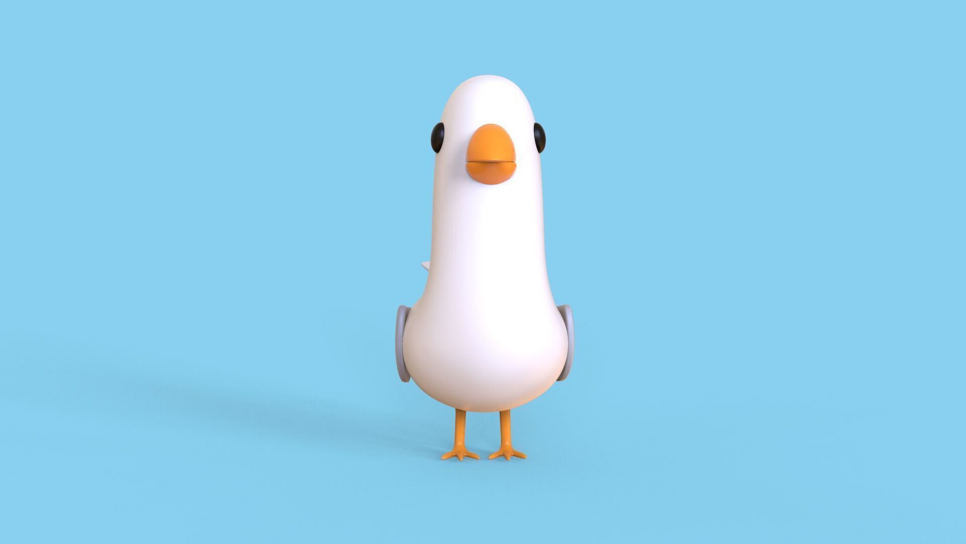 Low Poly - Cartoon Seagull Rigged Low-poly 3D model_18